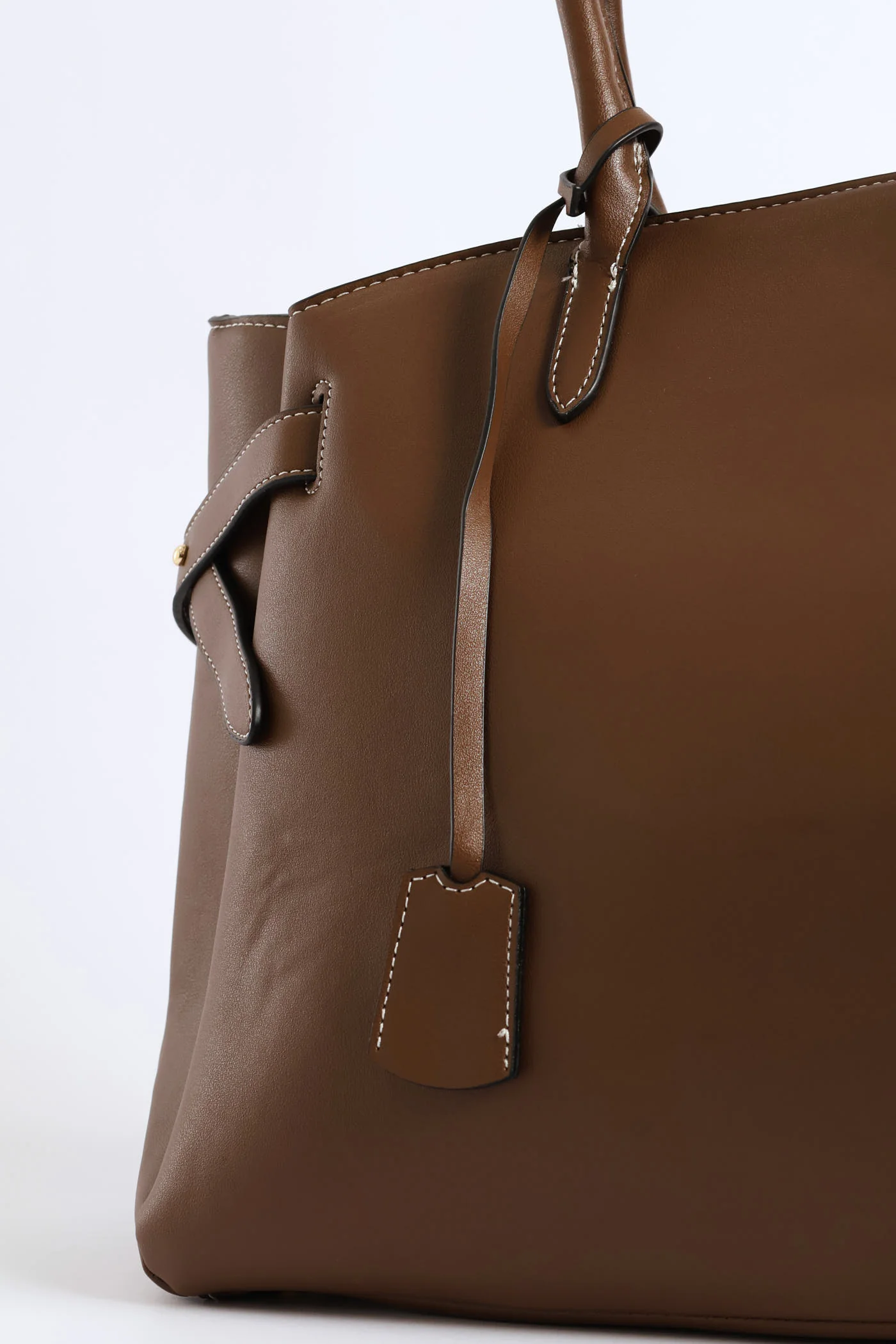 Curved Shopper With Side Tabs - Chocolate - Image 5