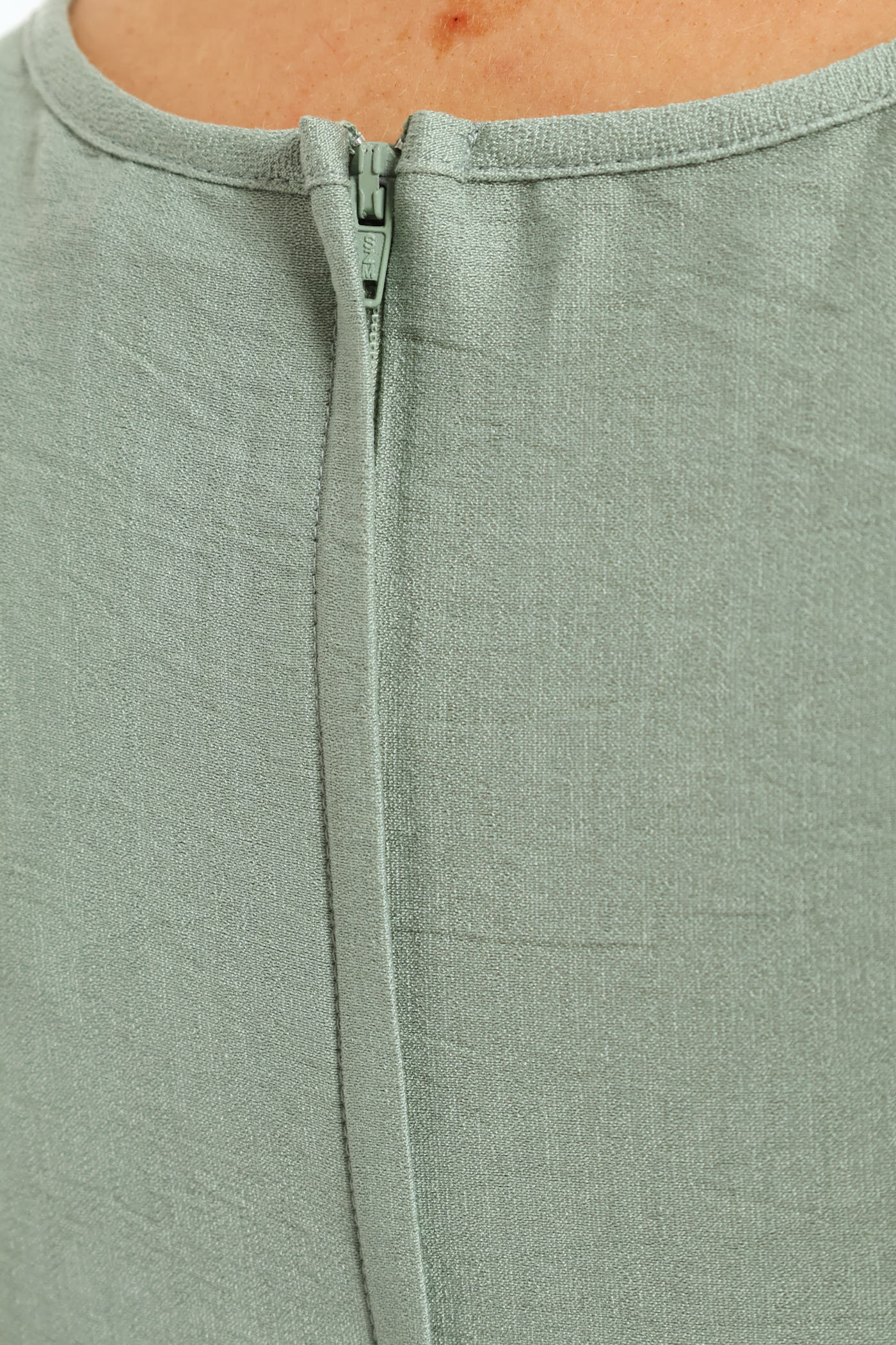 Curved Tiered Volume Midaxi Dress - Eucalyptus Green - Image 5