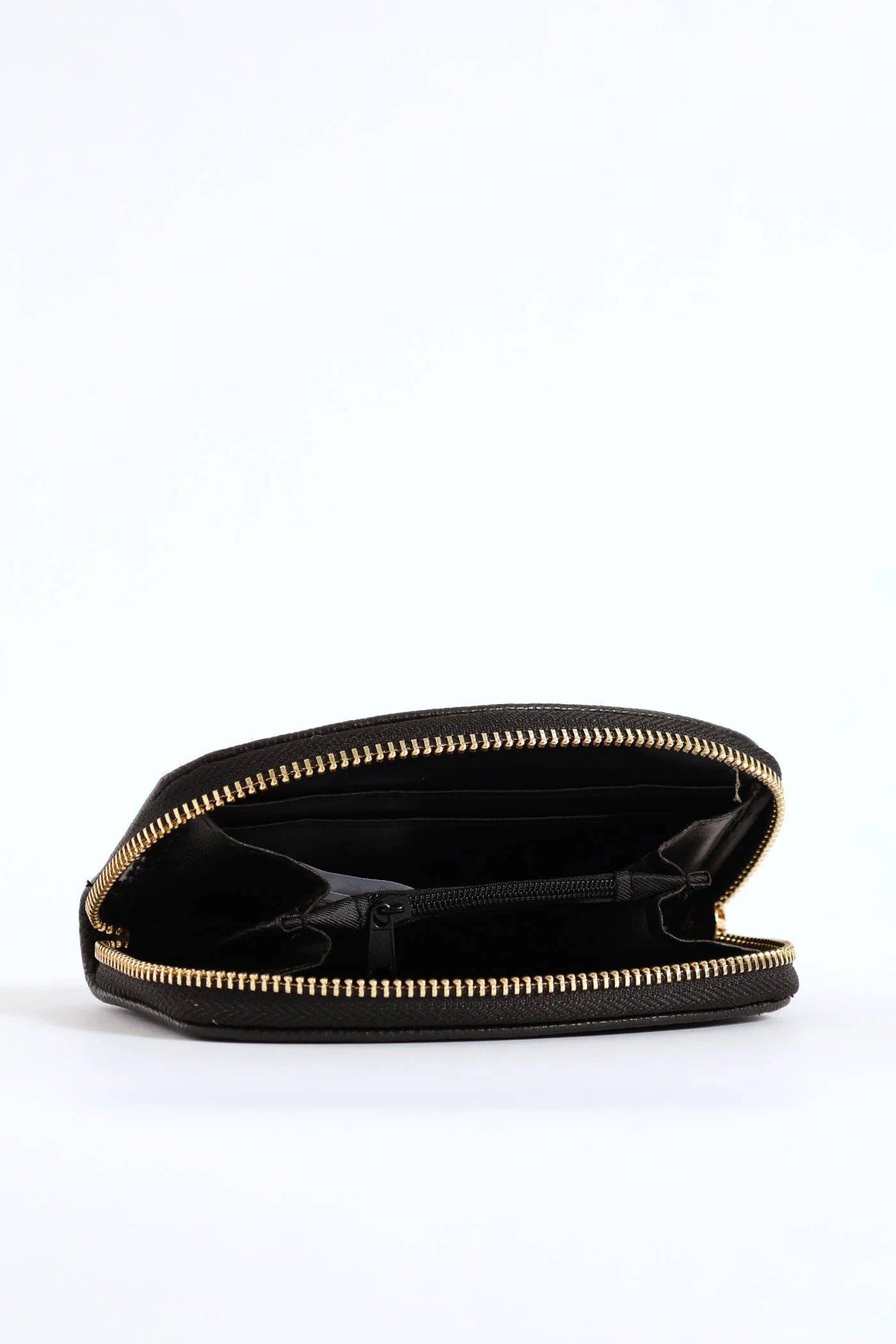 Curved Zip Around Purse - Black - Image 2