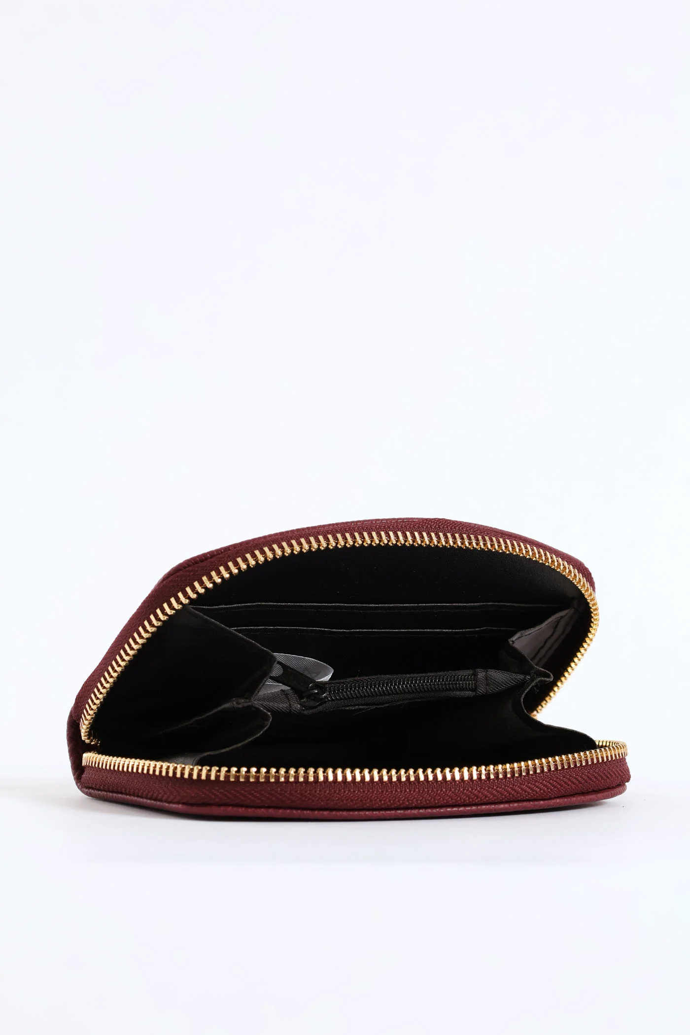 Curved Zip Around Purse - Burgundy - Image 2