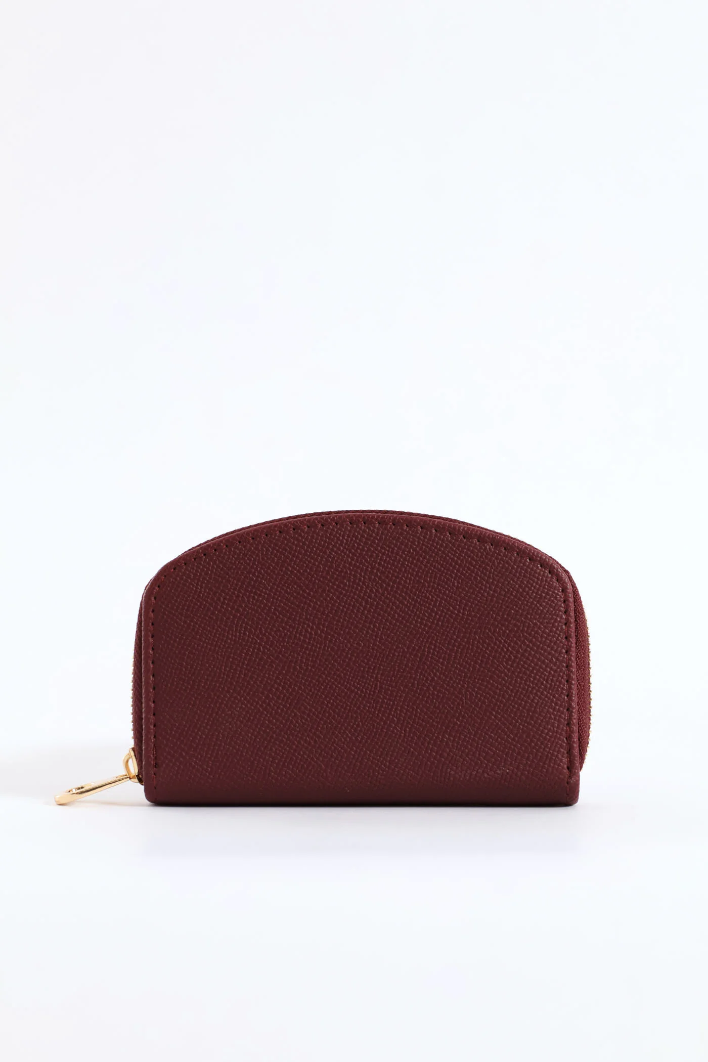 Curved Zip Around Purse - Burgundy - Image 3