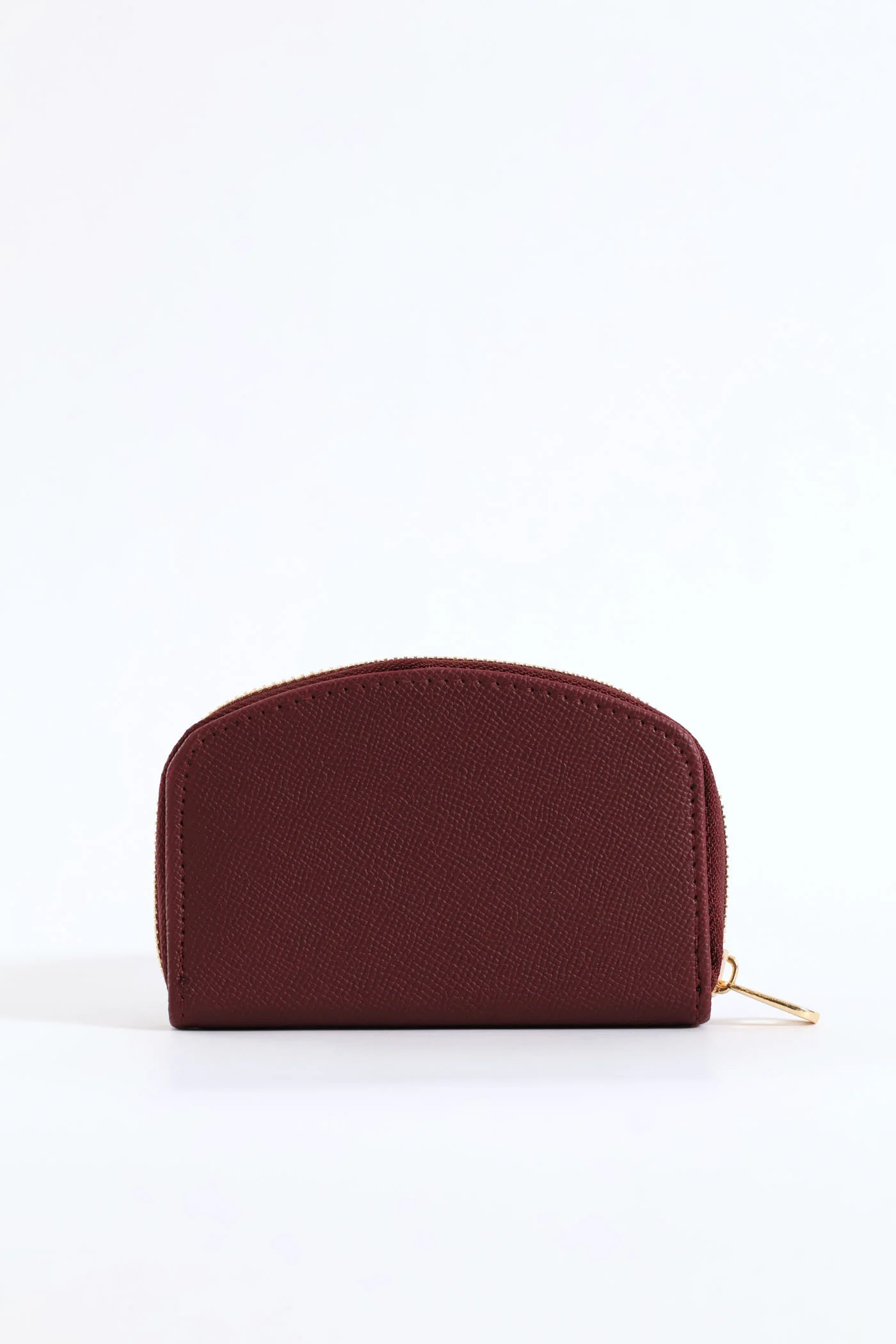 Curved Zip Around Purse - Burgundy - Image 4