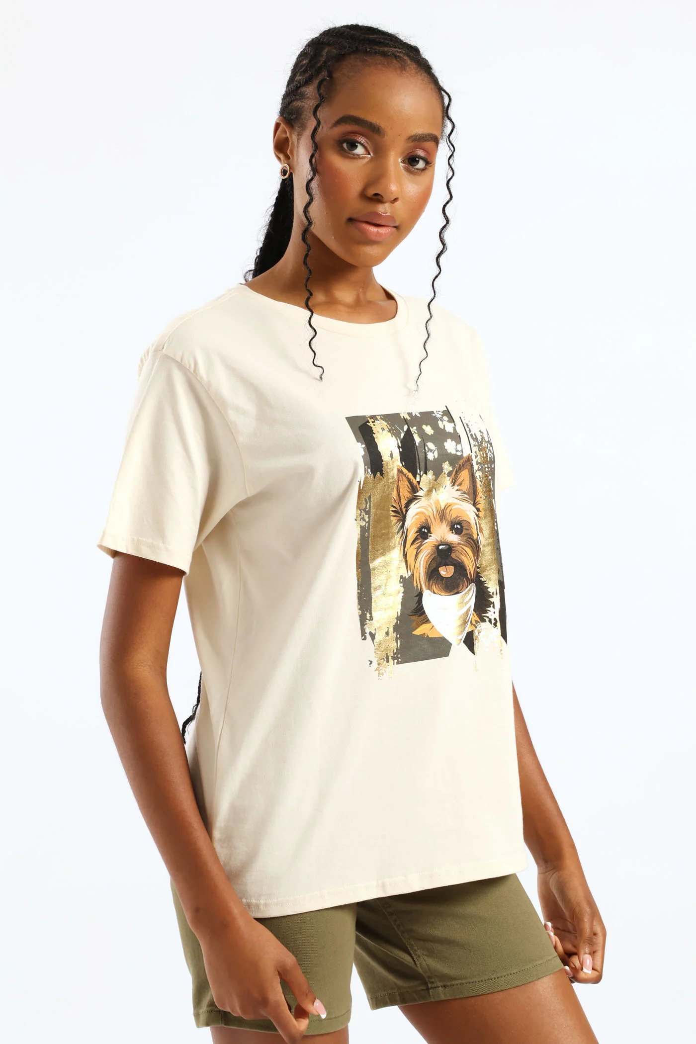 Cute Dog Foil Tee - Fawn - Image 4