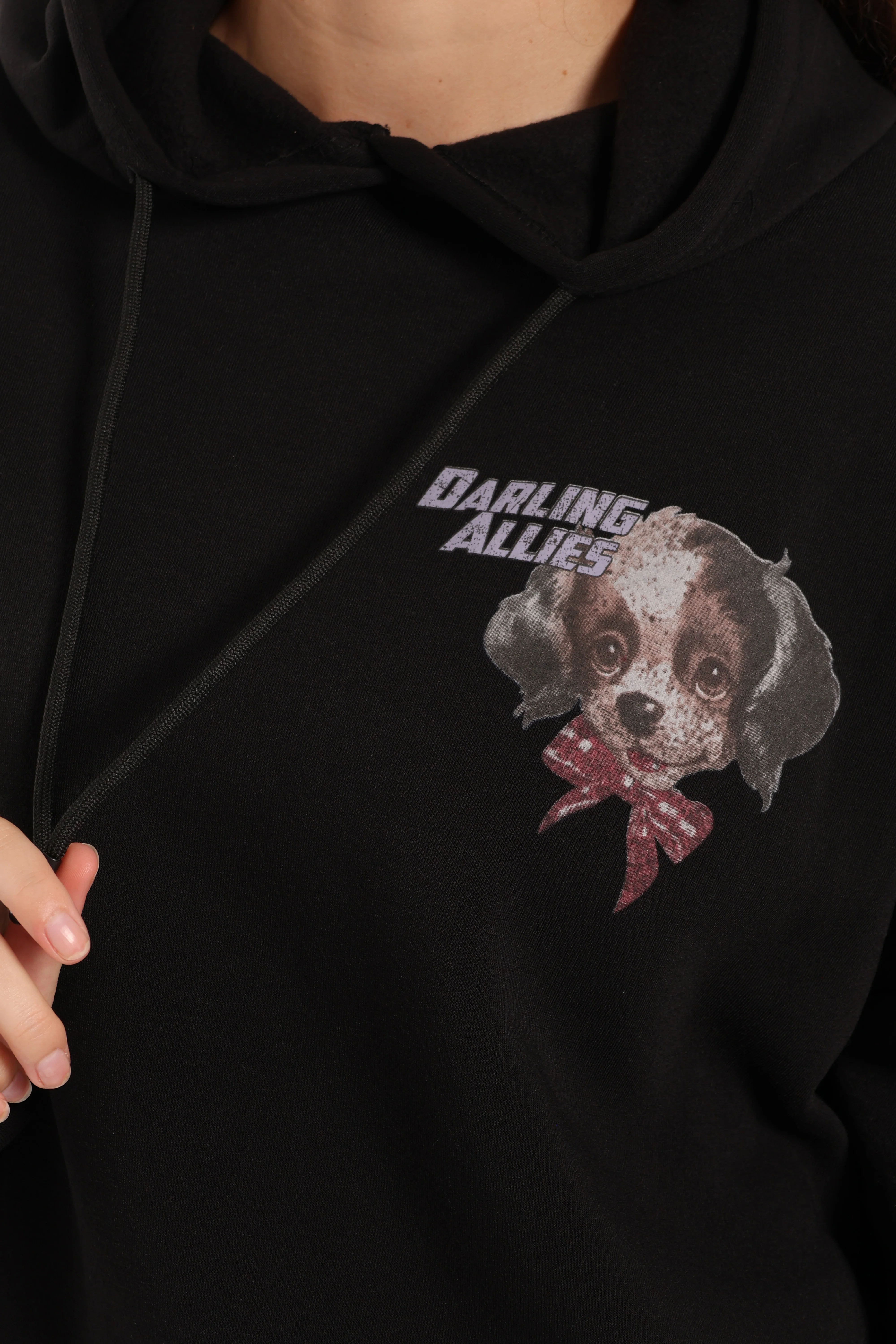 Cute Oversized Printed Hoody - Black - Image 3