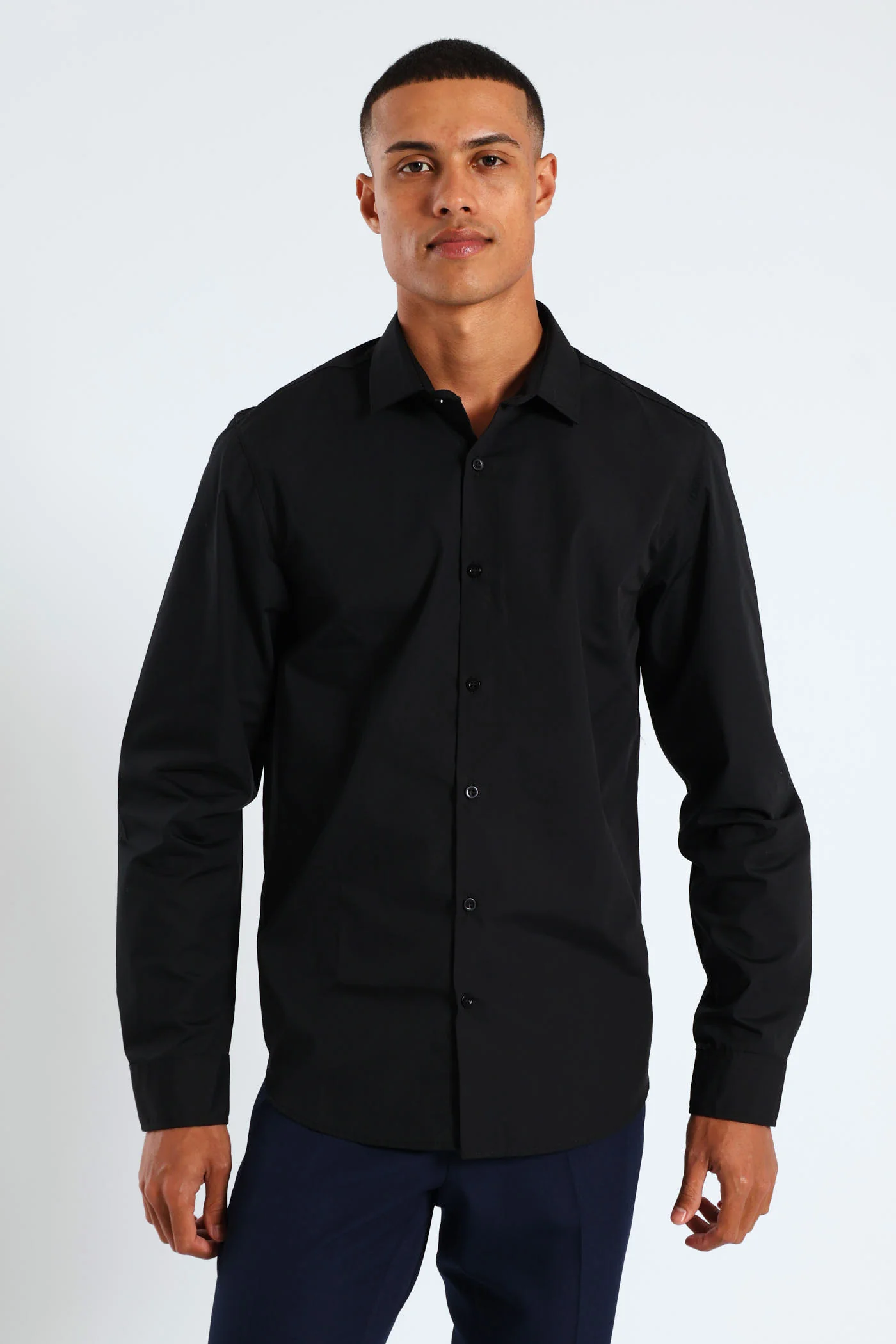 Easy Care Long Sleeve Shirt - Black - Image 9