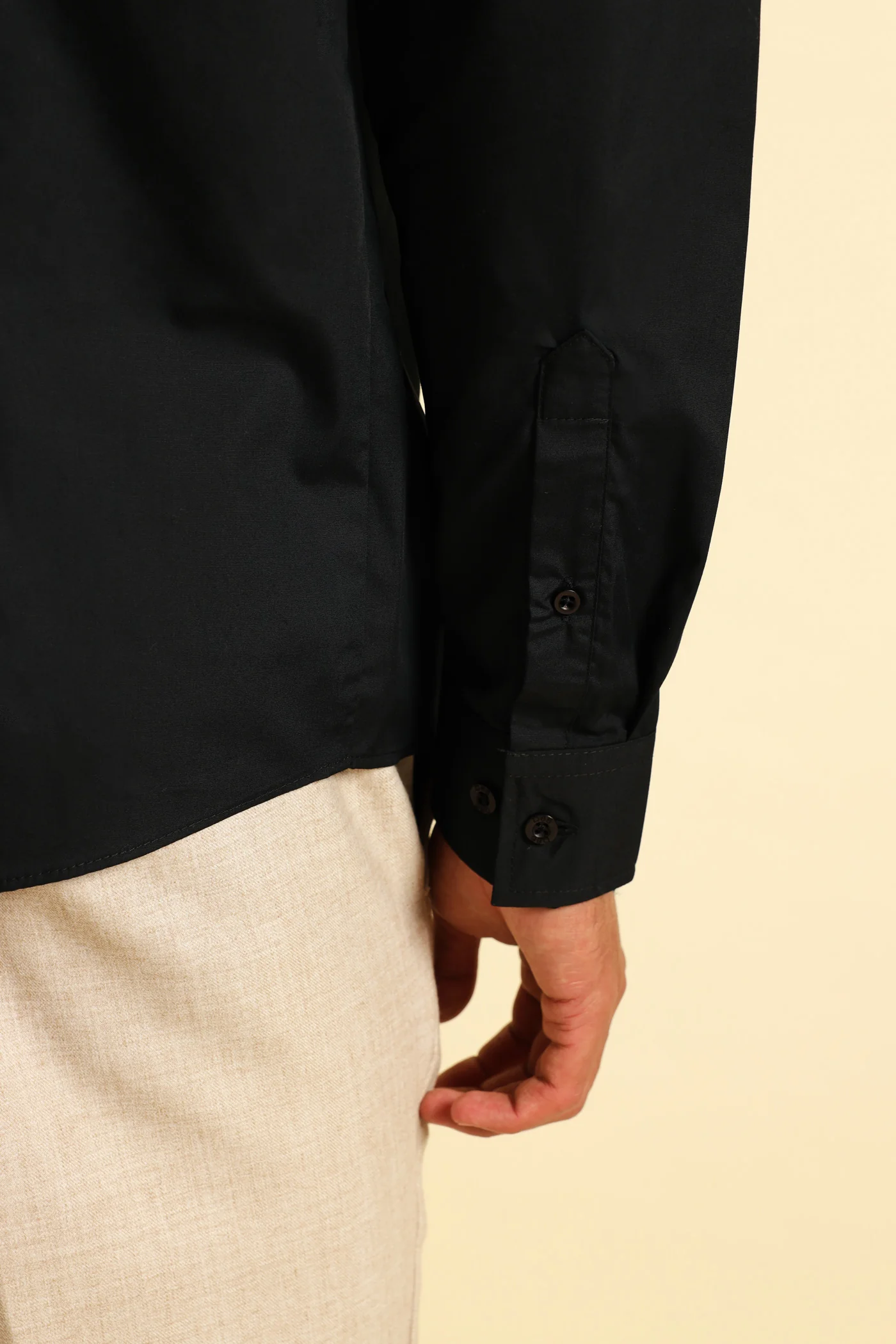 Panel Shoulder Shirt - Black - Image 2