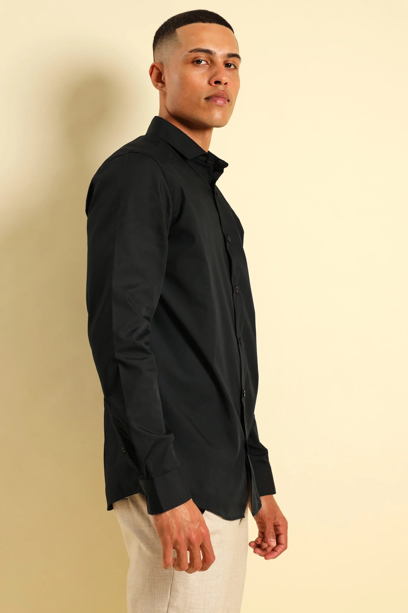 Panel Shoulder Shirt - Black - Image 4