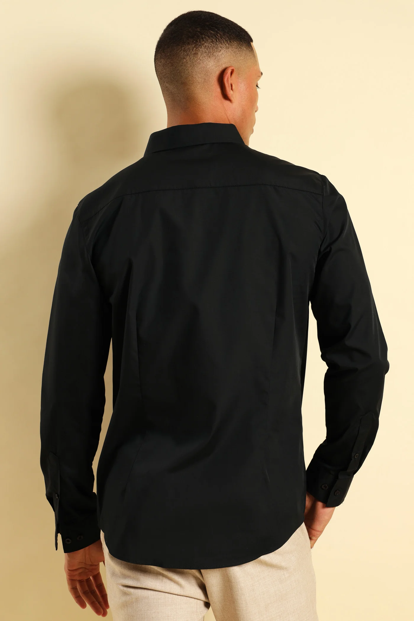 Panel Shoulder Shirt - Black - Image 5