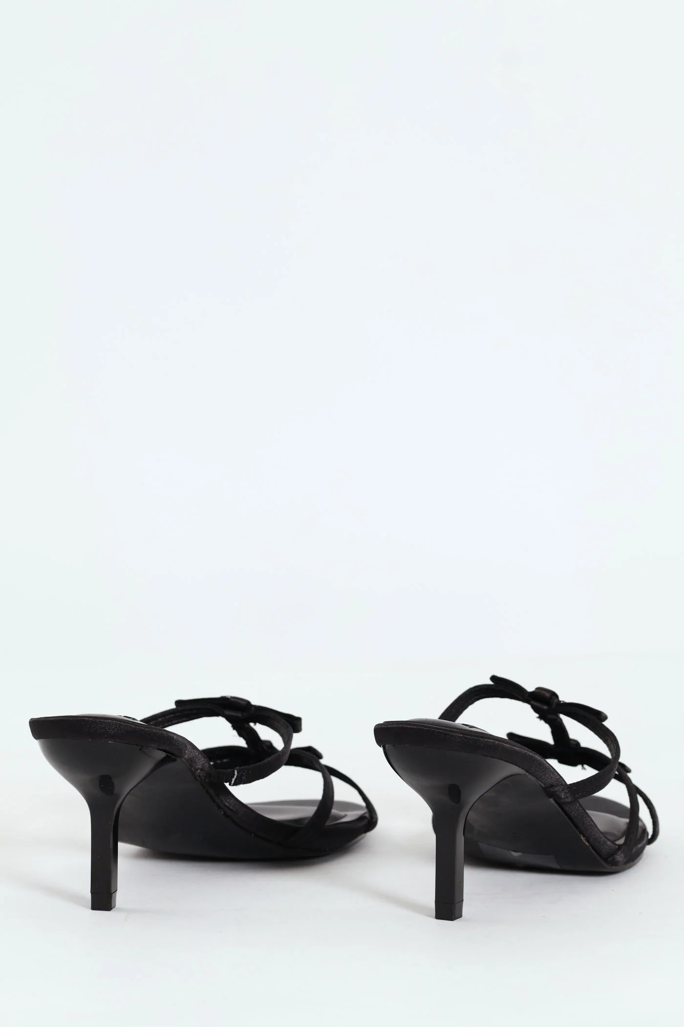 Dainty Bow Detail Kitten Heel Sandal - Black - Image 2