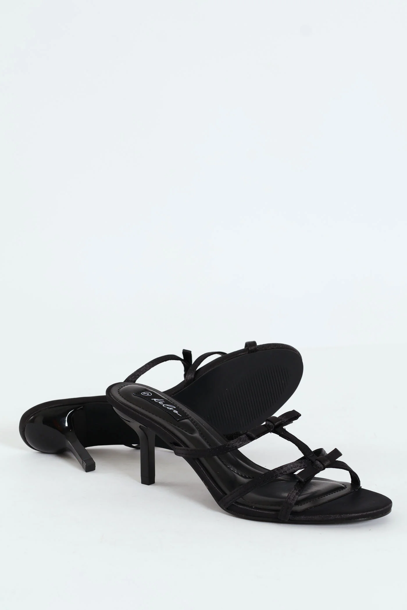 Dainty Bow Detail Kitten Heel Sandal - Black - Image 4