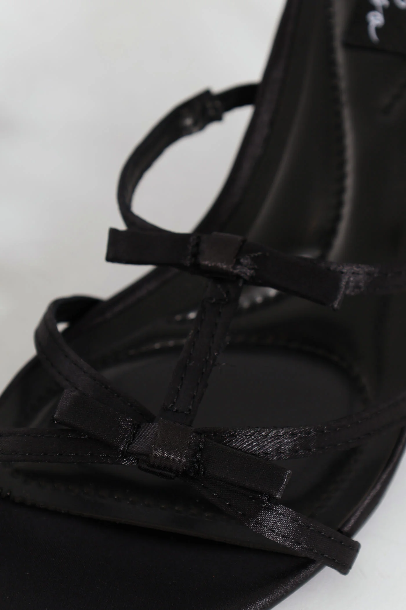 Dainty Bow Detail Kitten Heel Sandal - Black - Image 5