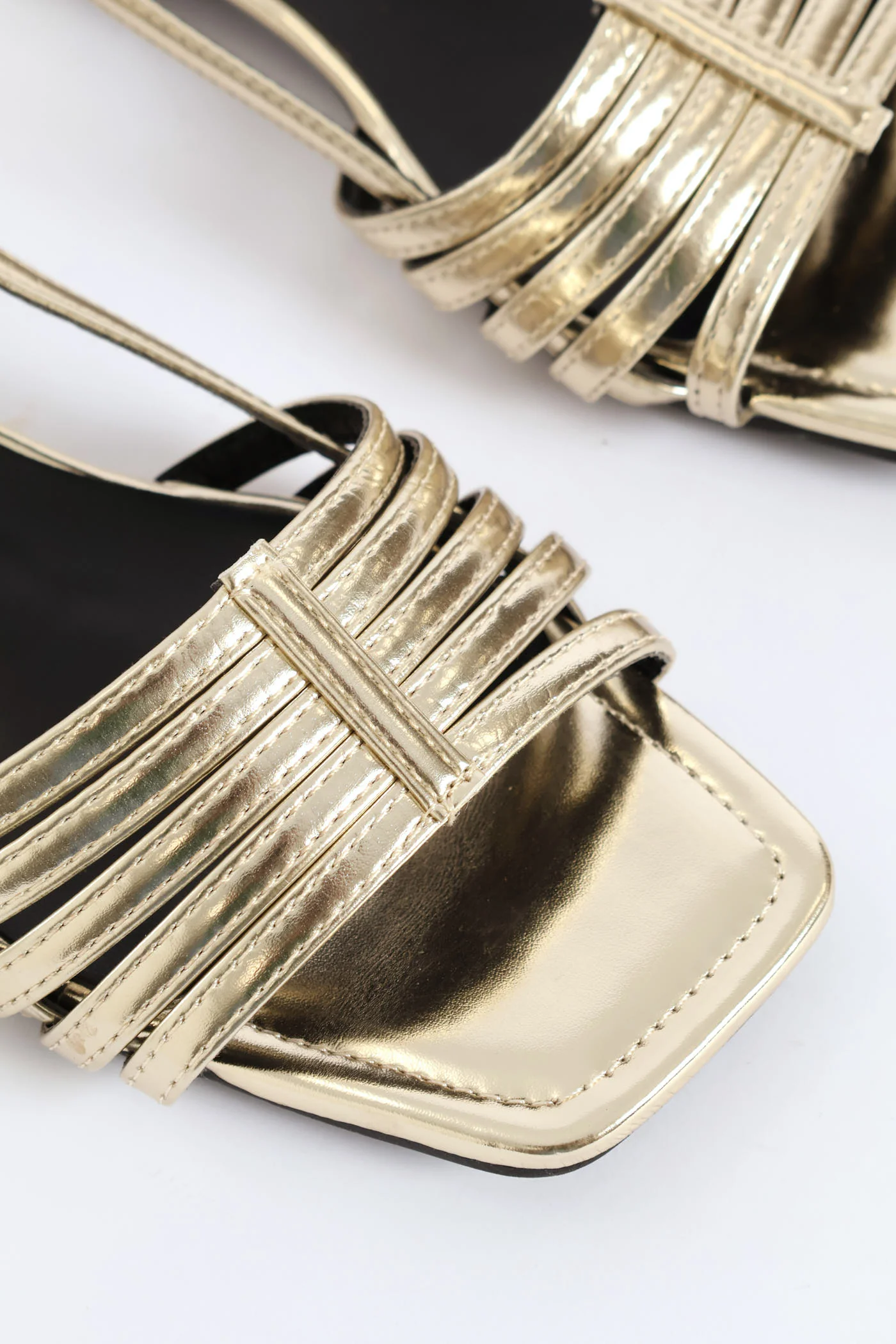Dainty Buckle Detail Multistrap Slingback Sandal - Gold - Image 2