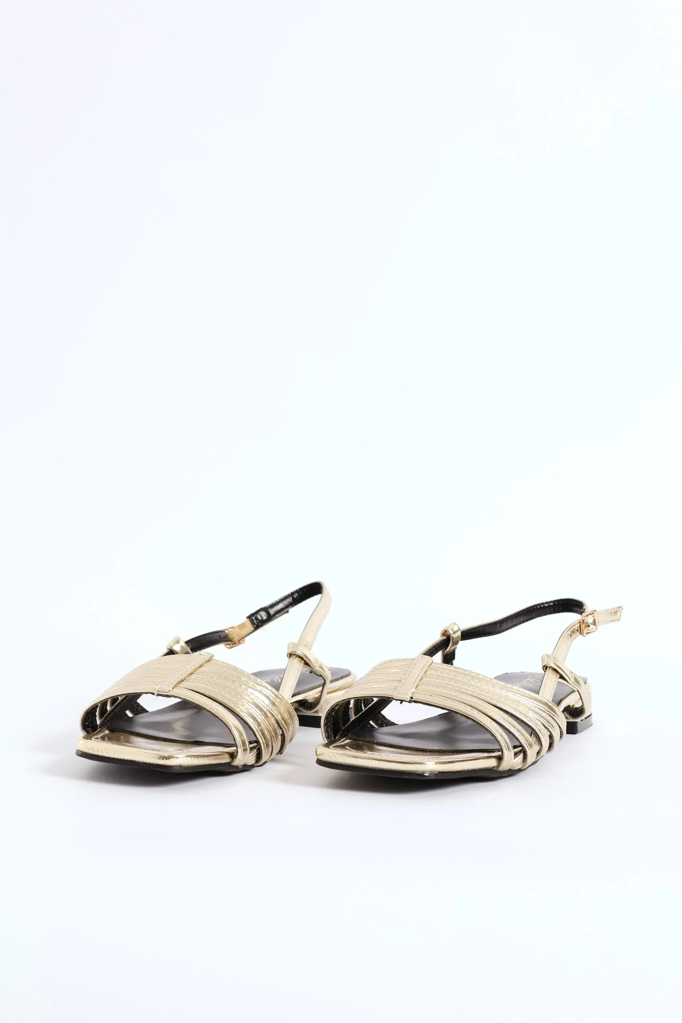 Dainty Buckle Detail Multistrap Slingback Sandal - Gold - Image 3