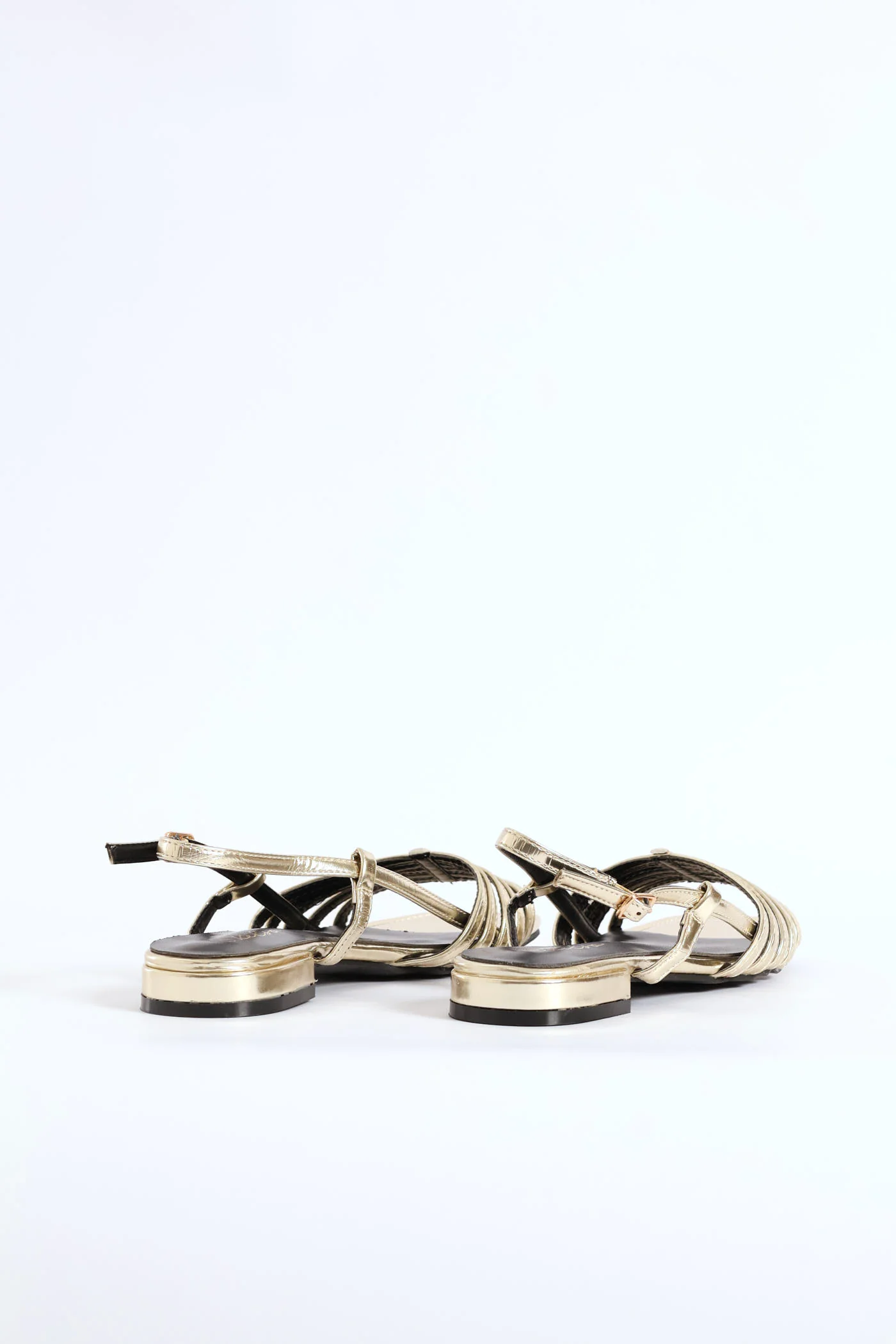 Dainty Buckle Detail Multistrap Slingback Sandal - Gold - Image 4