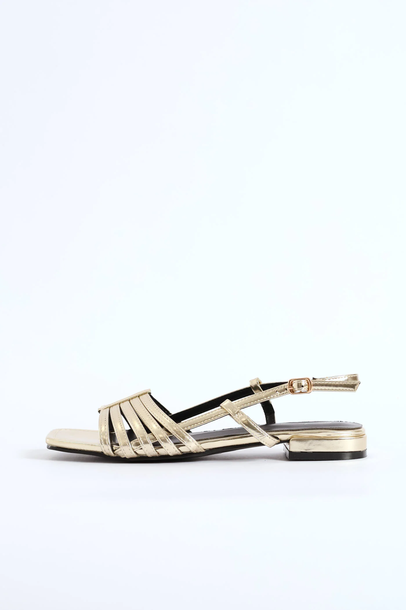 Dainty Buckle Detail Multistrap Slingback Sandal - Gold - Image 5