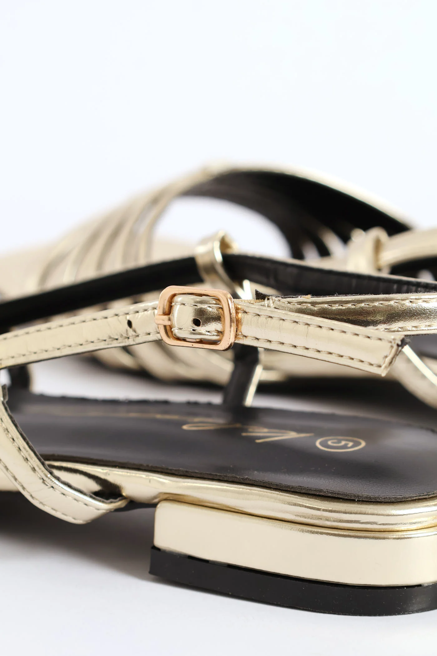 Dainty Buckle Detail Multistrap Slingback Sandal - Gold - Image 6