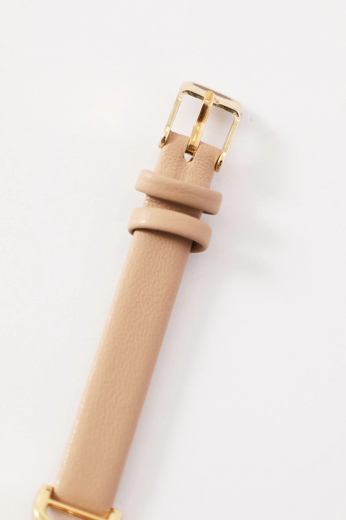 Dainty Taupe Strap Diamante Watch - Gold - Image 3