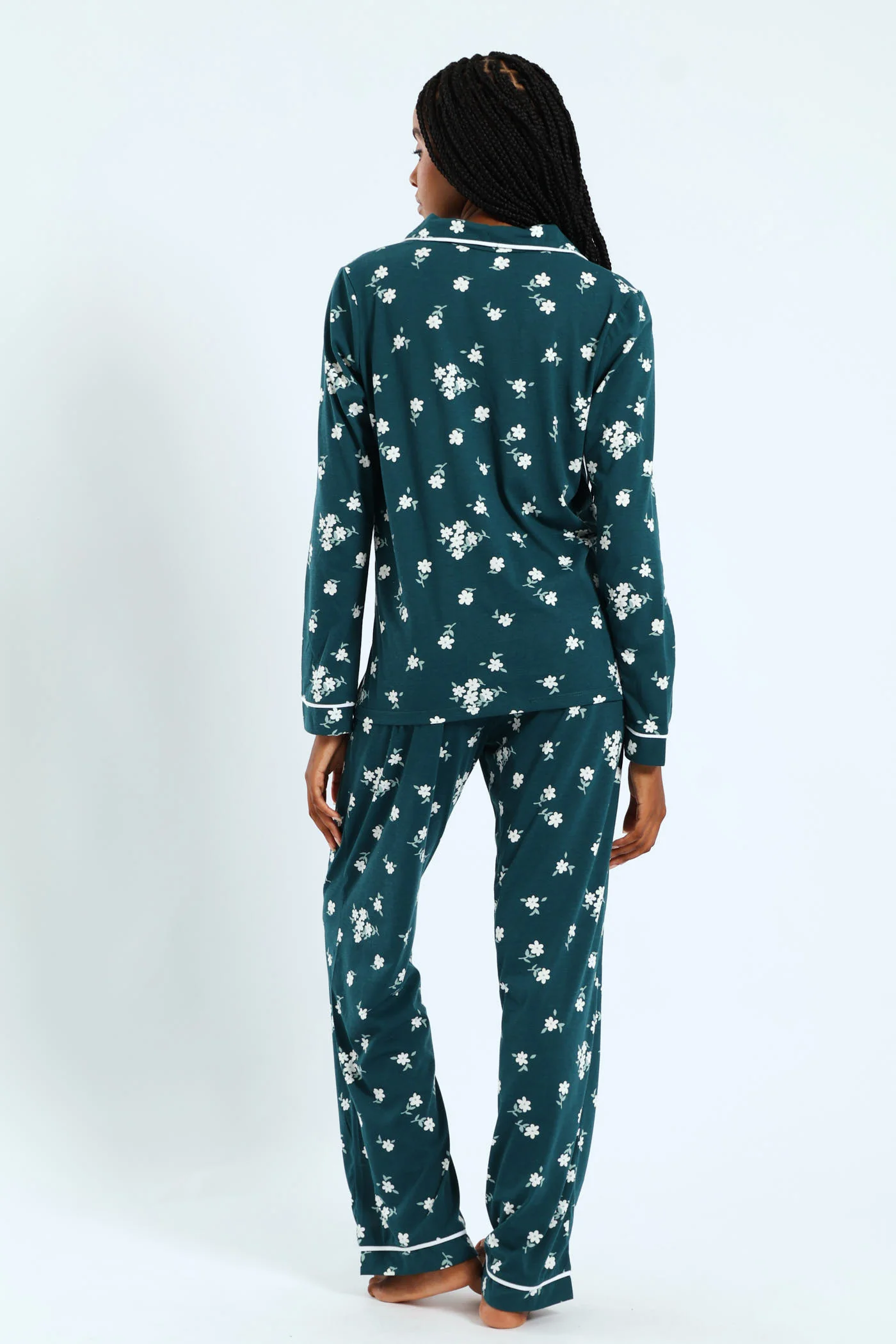 Daisies Knit Button Through & Pant Set - Dark Green - Image 3