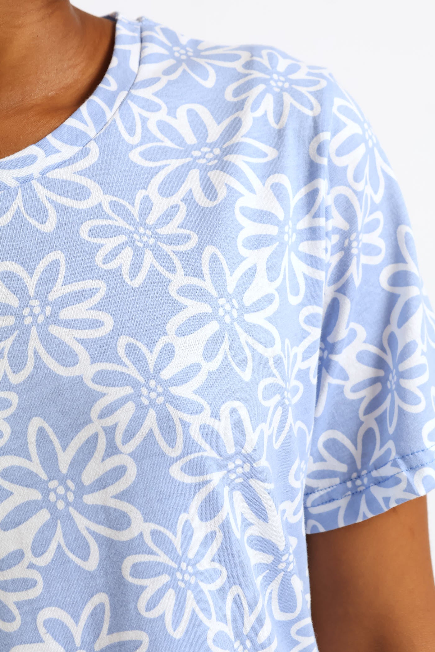 Daisies Knit Sleepshirt - Light Blue - Image 2