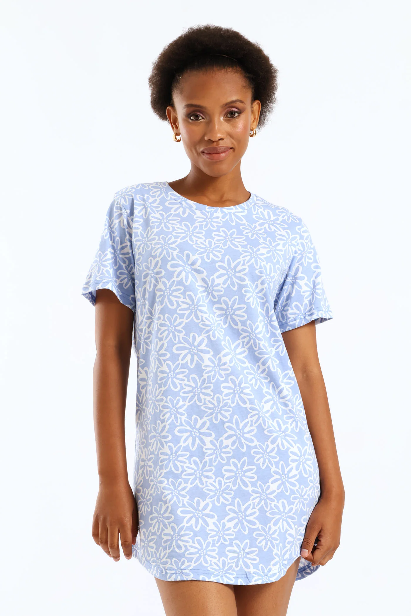 Daisies Knit Sleepshirt - Light Blue - Image 3