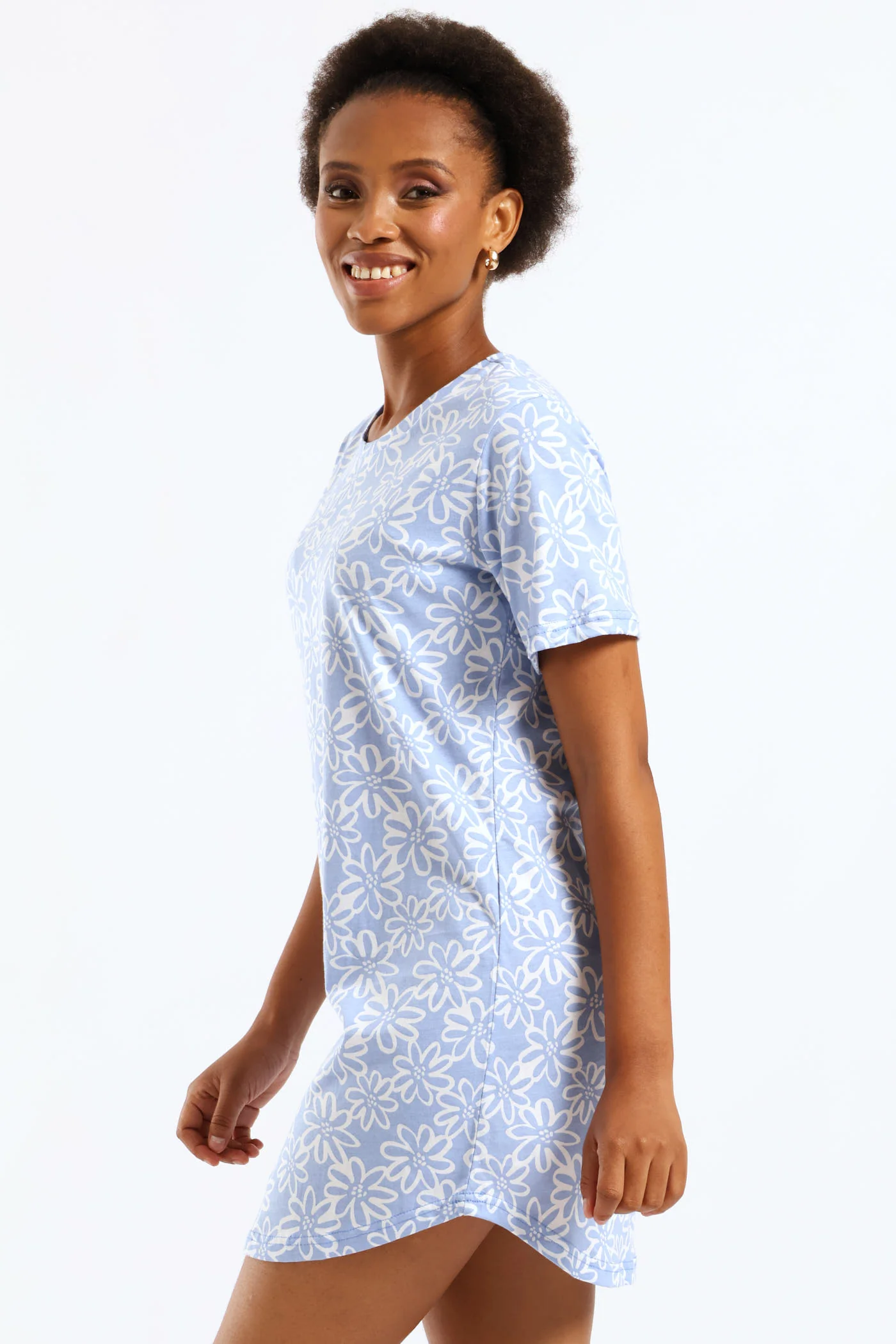 Daisies Knit Sleepshirt - Light Blue - Image 4