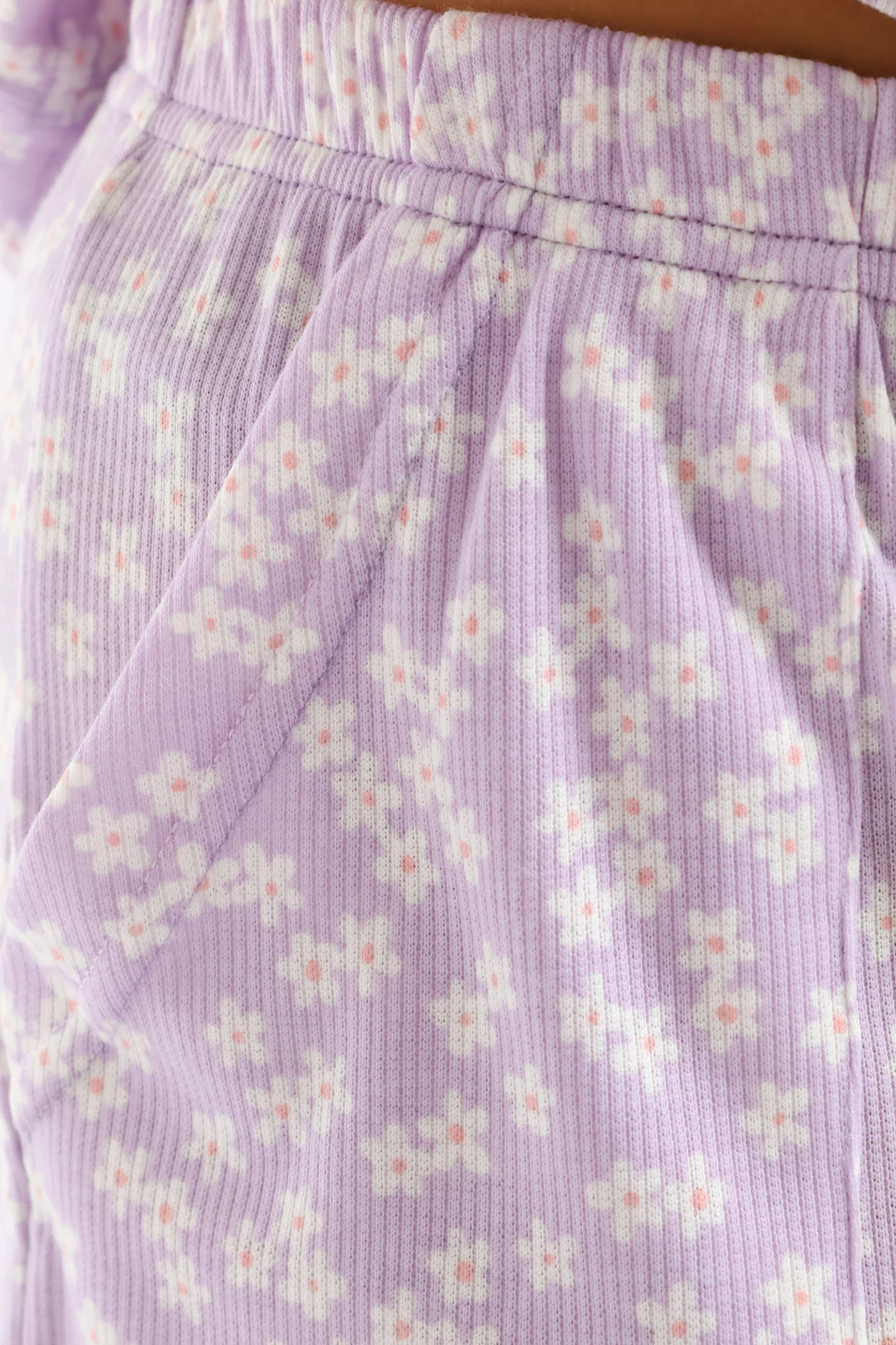Daisies Rib Knit Sleep Shorts - Lilac - Image 5