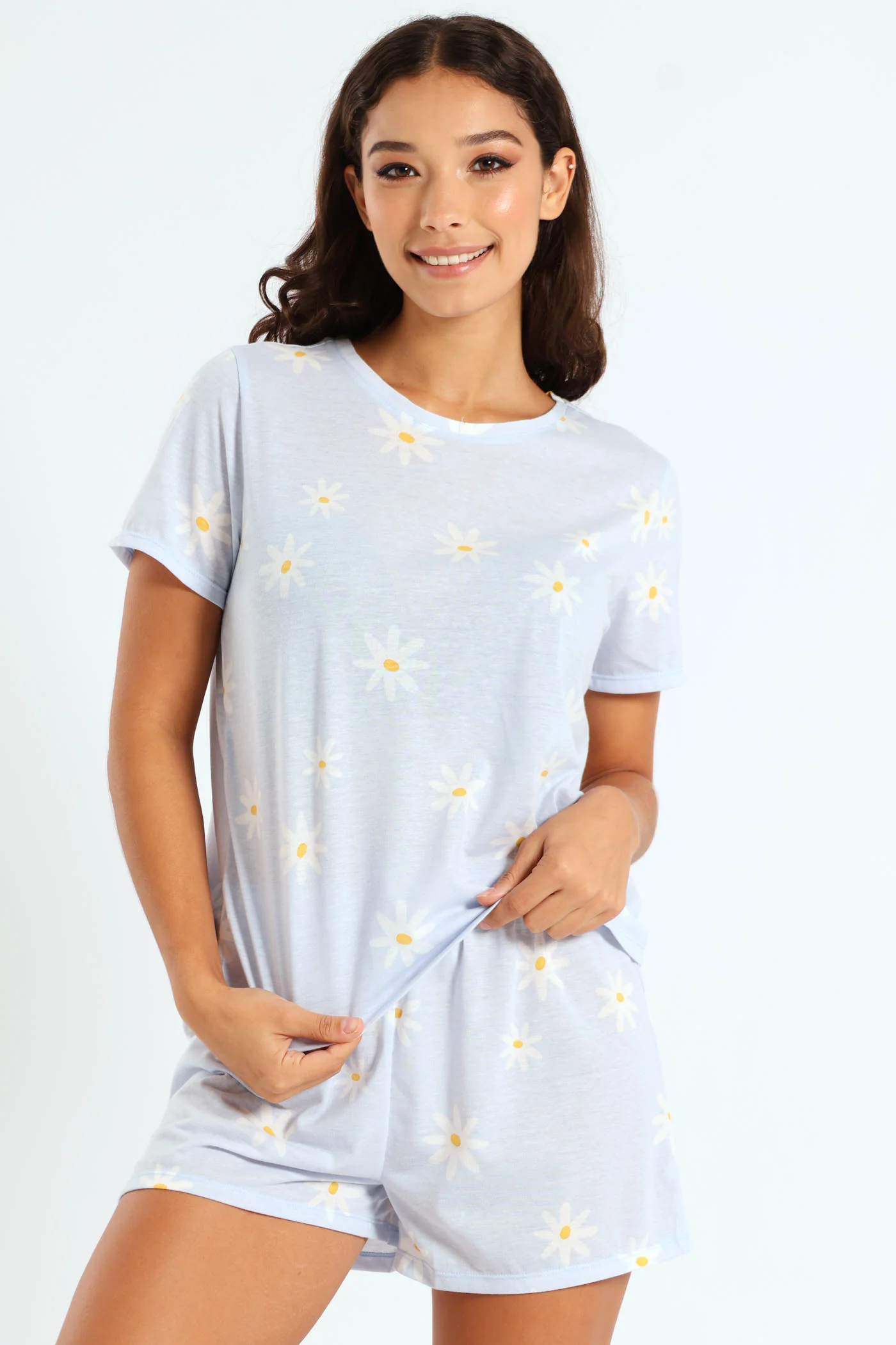 Daisies Tee & Knit Short Set - Light Blue - Image 4