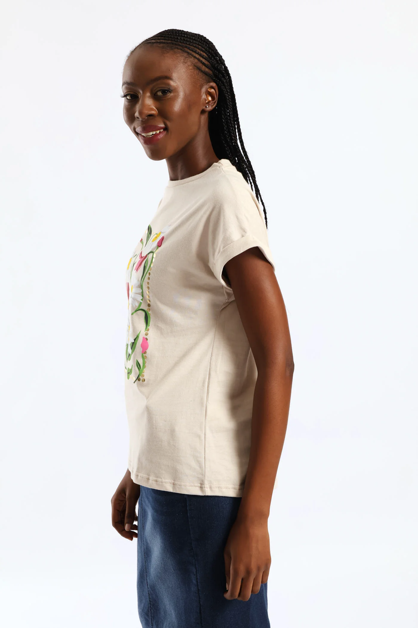 Daisy Square Foil Muscle Tee - Stone - Image 4