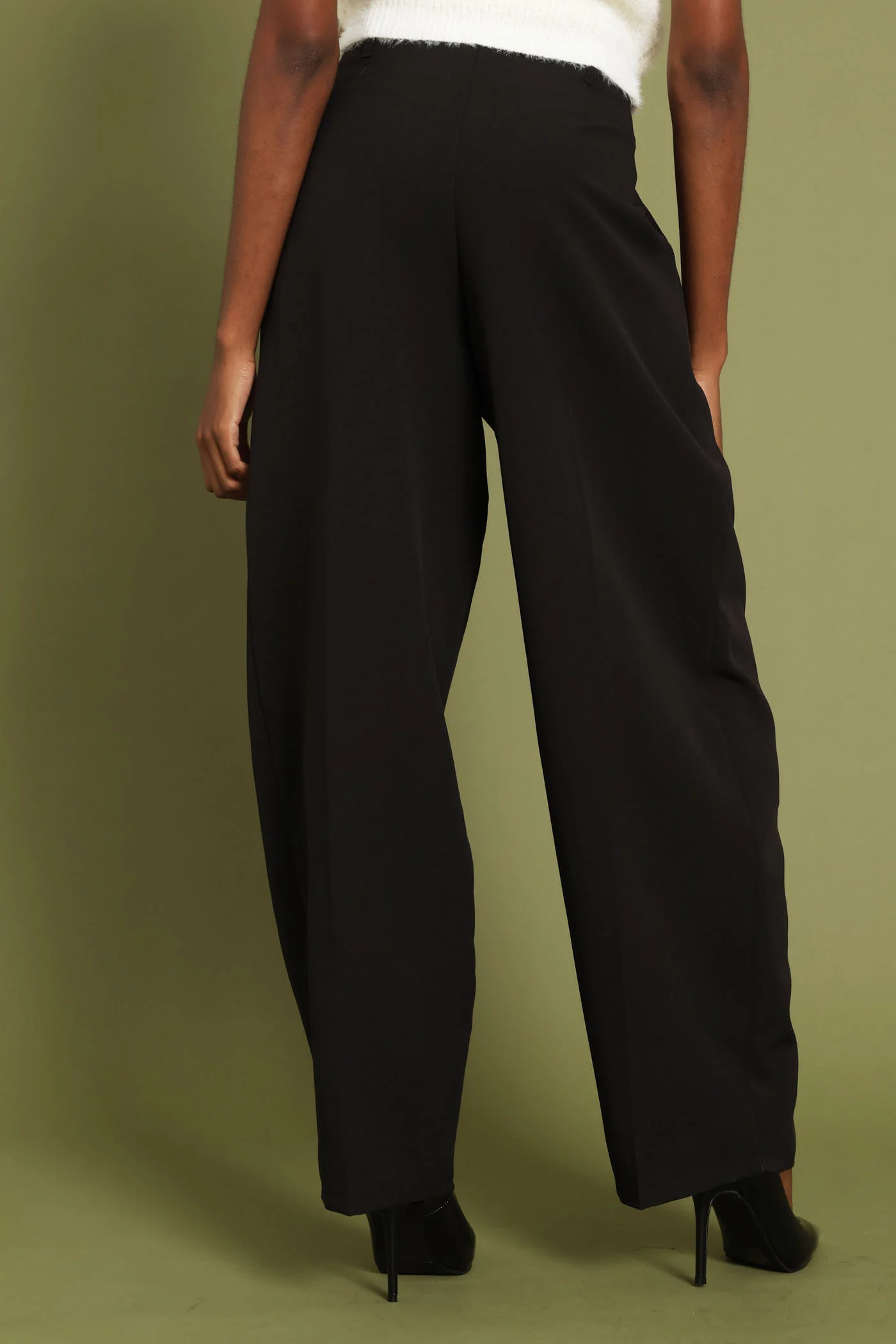 Darted Barrel Leg Pants - Black - Image 4
