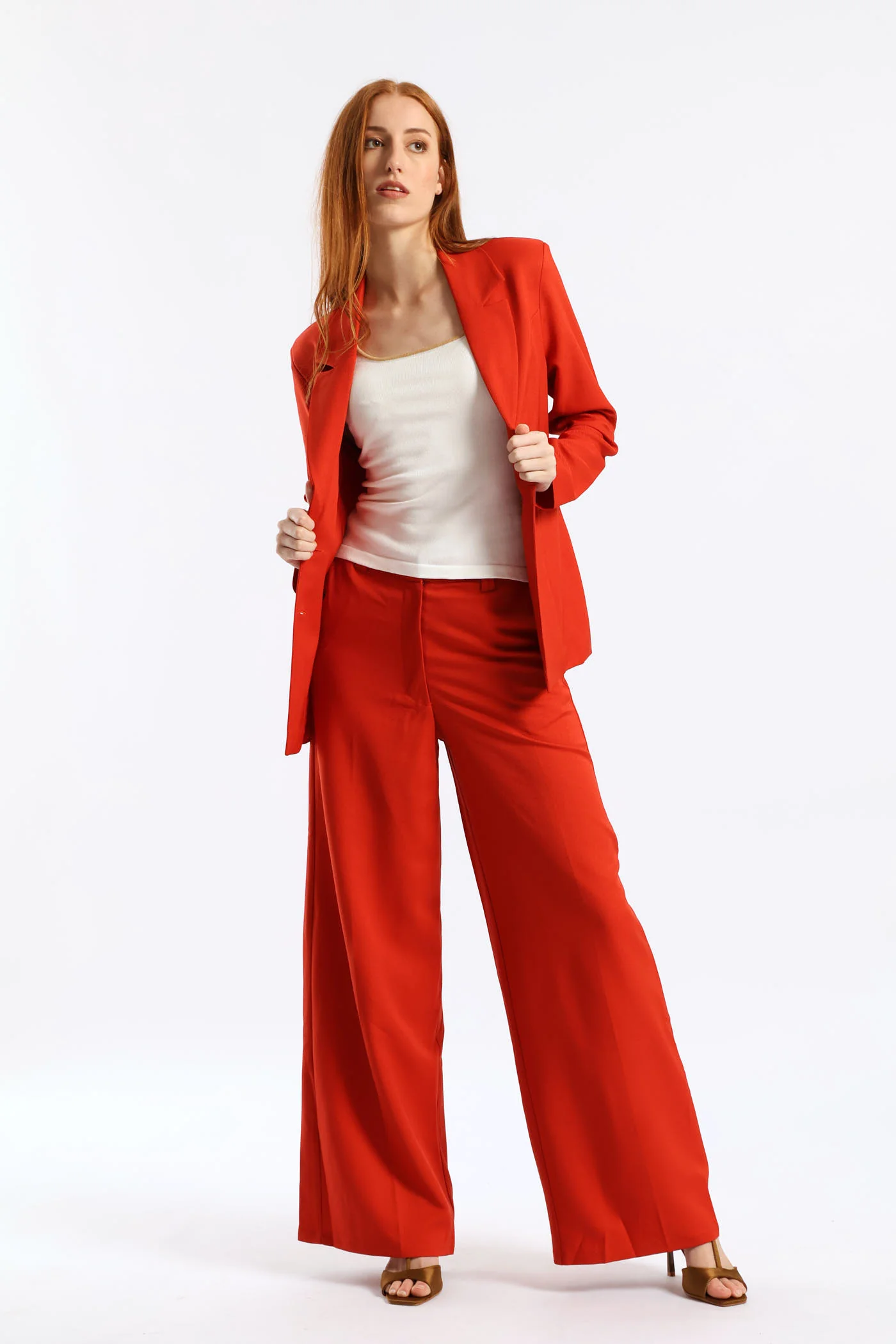 Darted Double Button Blazer - Burnt Orange - Image 2