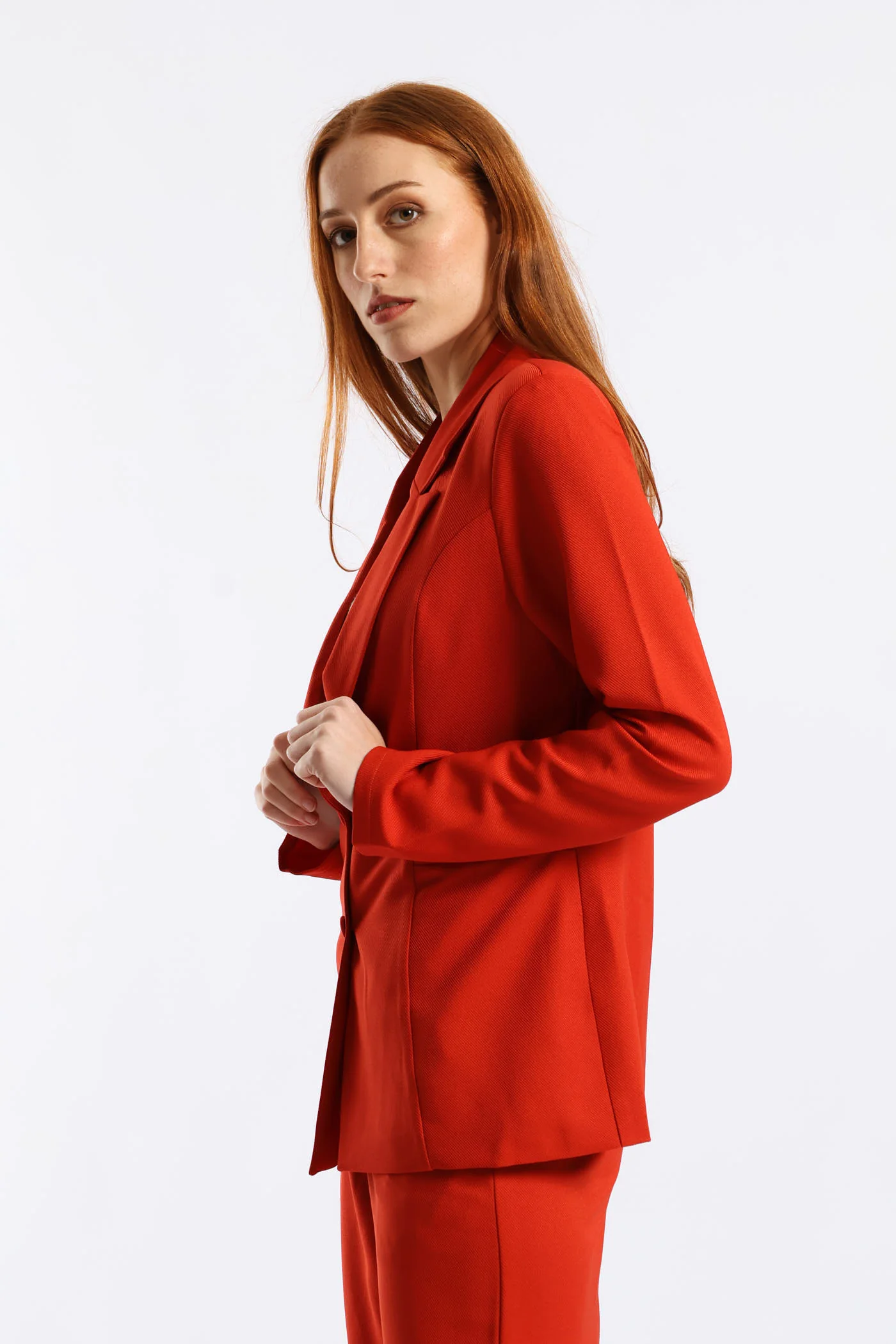 Darted Double Button Blazer - Burnt Orange - Image 3