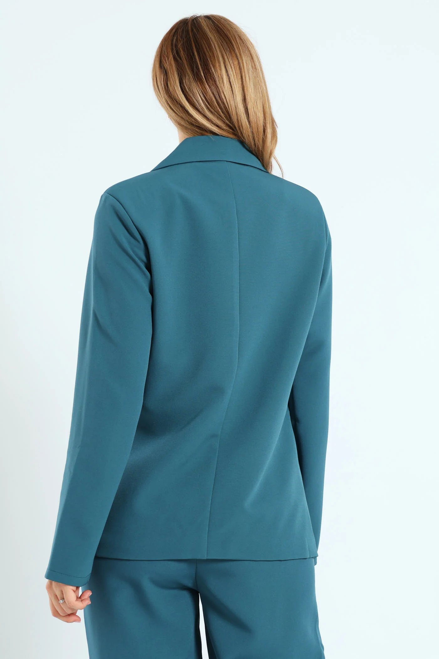 Darted Pocket Flap Blazer - Teal - Image 3