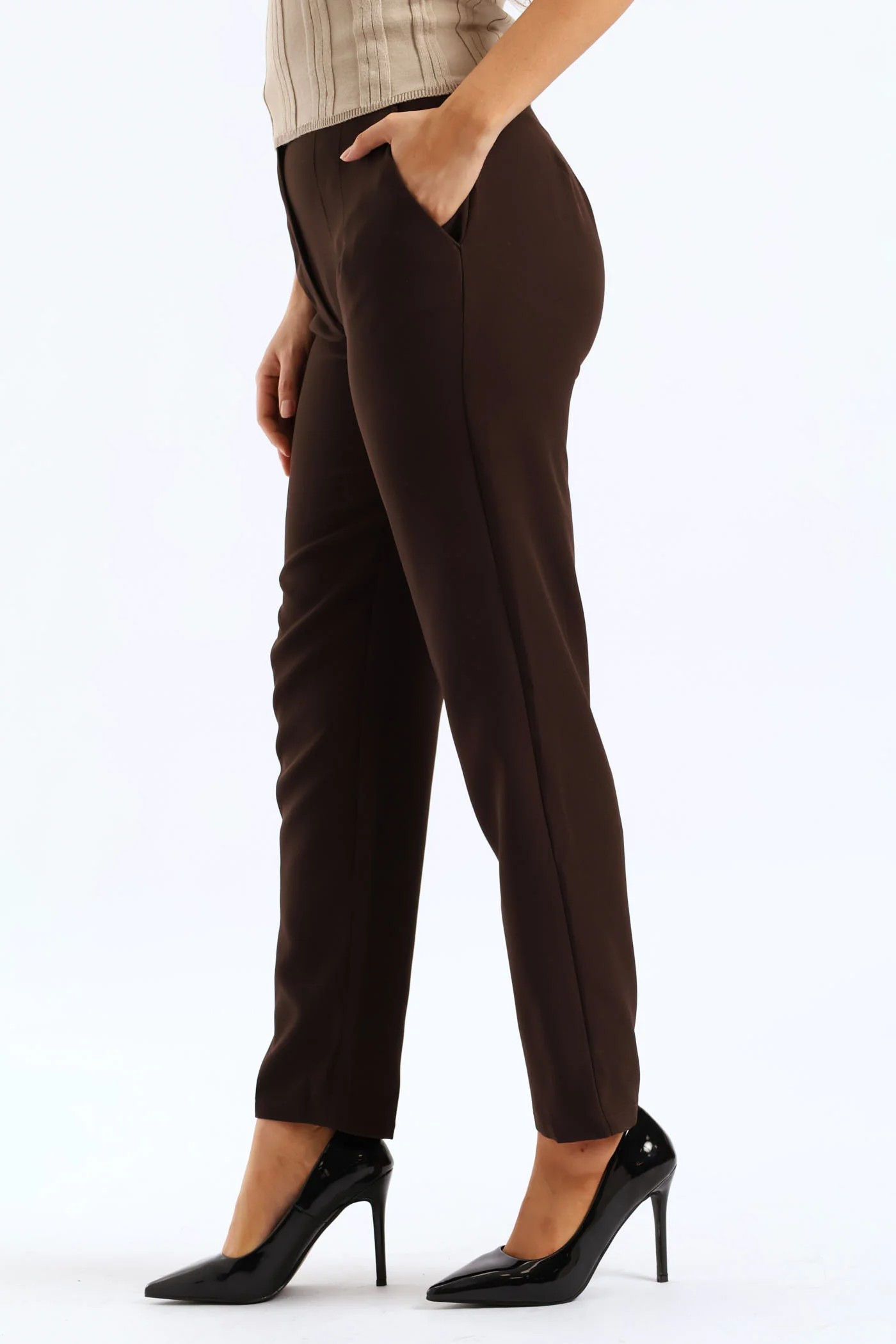 Darted Slim Leg Pant - Bitter Chocolate - Image 5