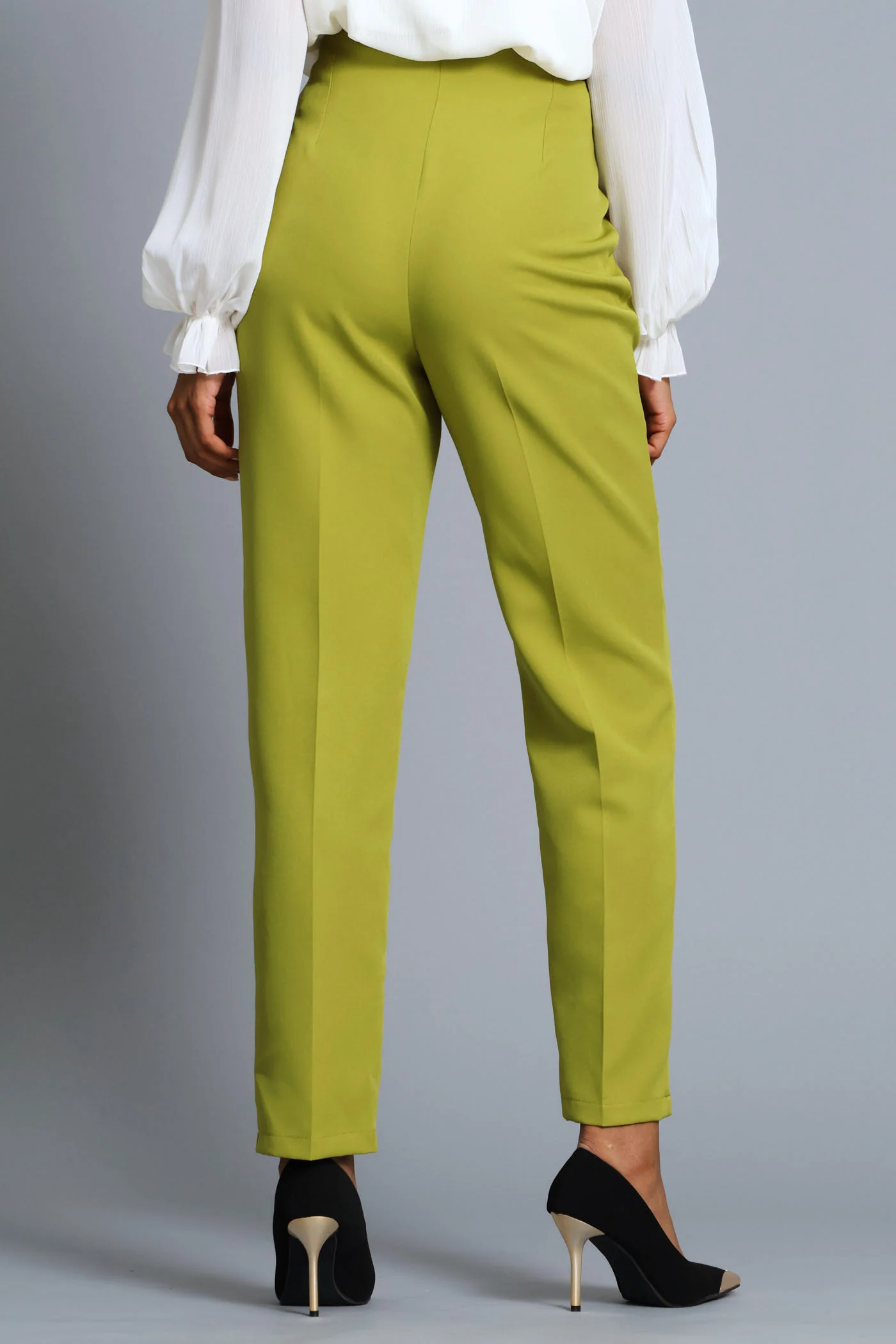 Darted Slim Leg Pant - Chartreuse - Image 4