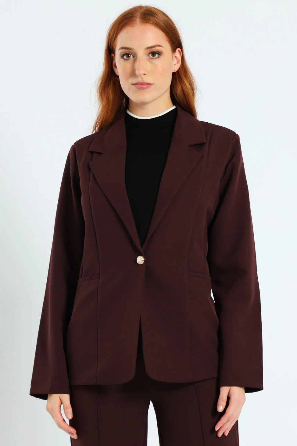 Darted Welt Pocket Blazer - Plum - Image 2