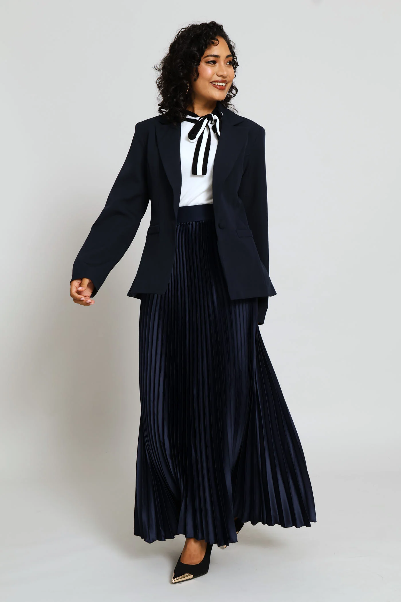 Darted Welt Pocket Work Blazer - Navy - Image 5