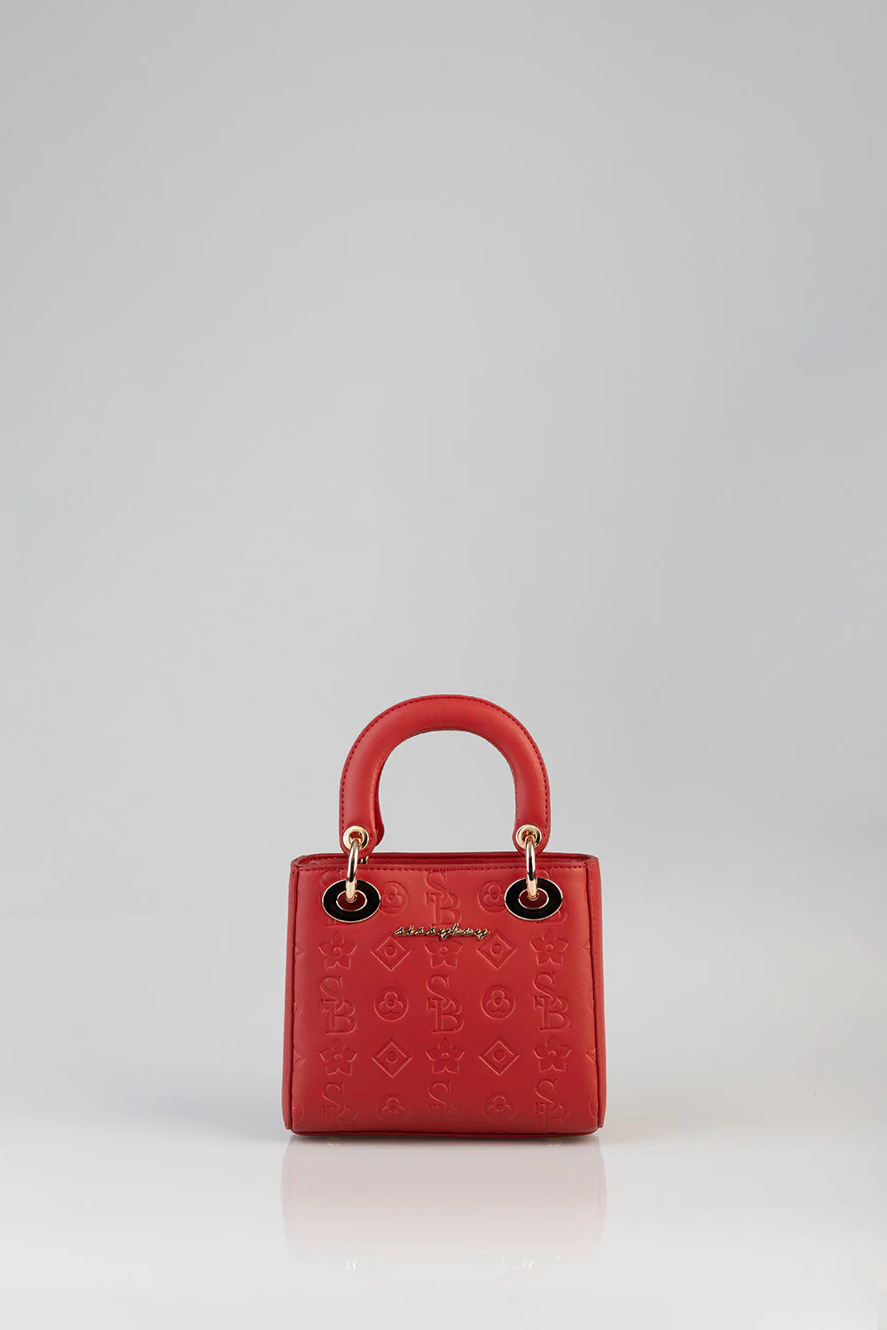 Debossed Love Mini Tote Bag - Red - Image 3