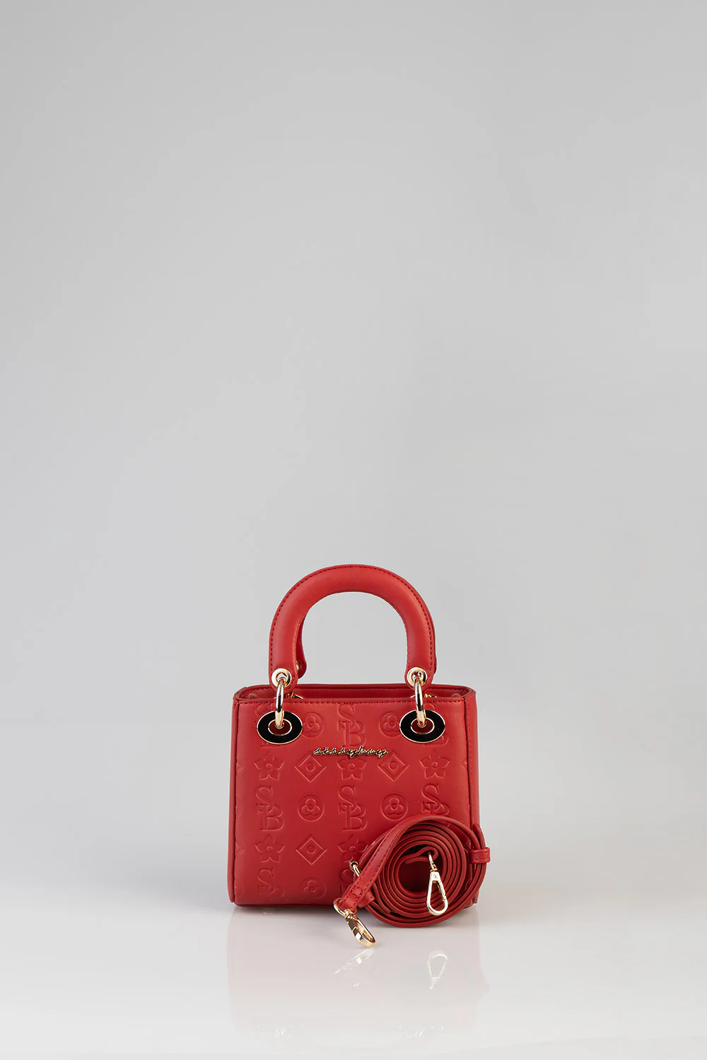 Debossed Love Mini Tote Bag - Red - Image 4