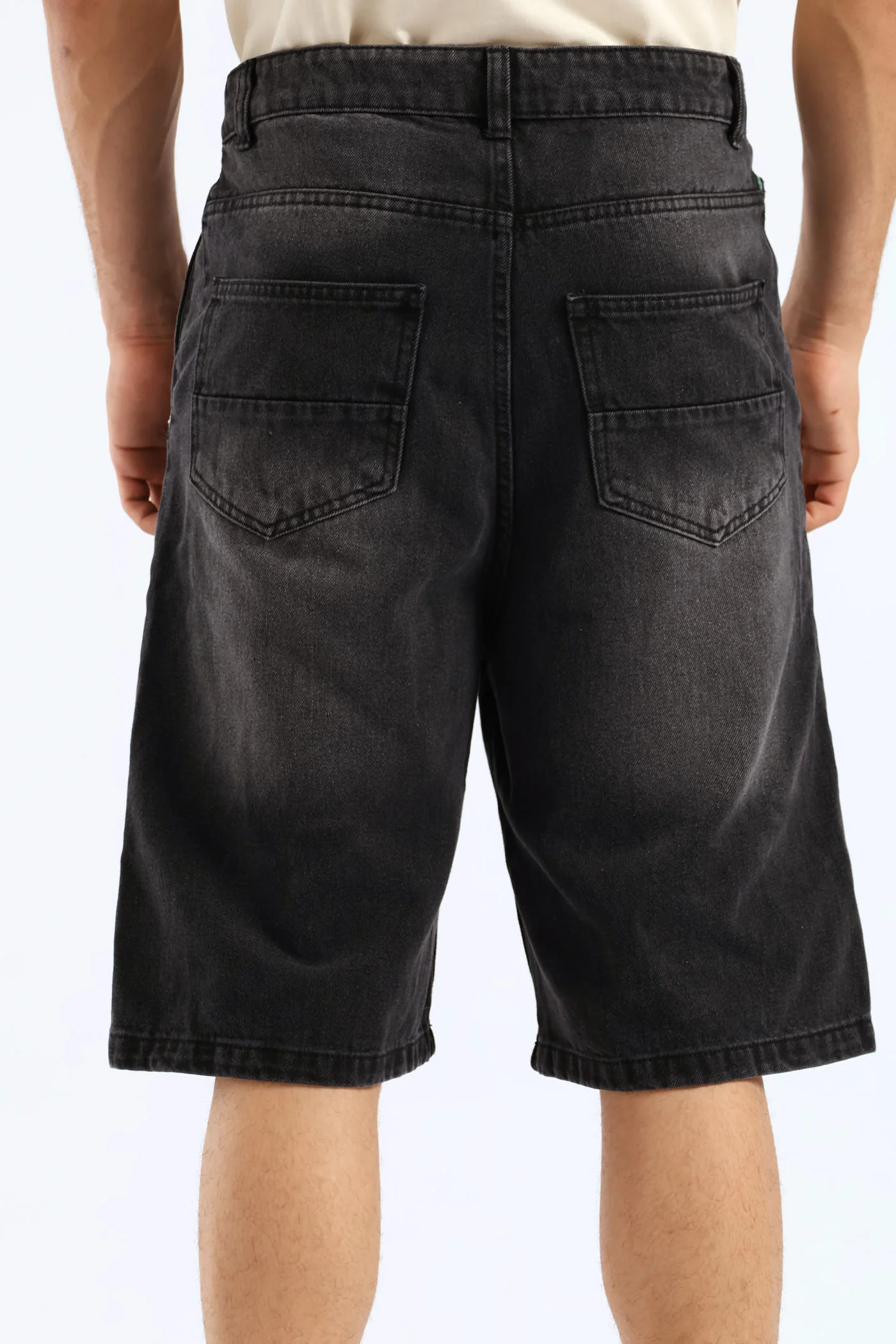 Denim Baggy Shorts - Black - Image 4