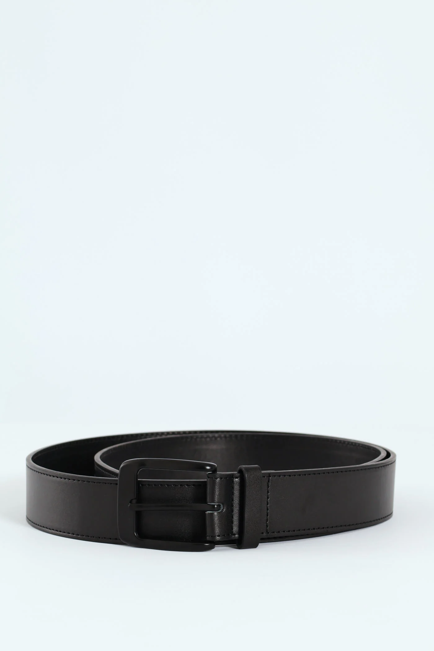 Belt With Stitching & Matt Buckle - Black - Image 3