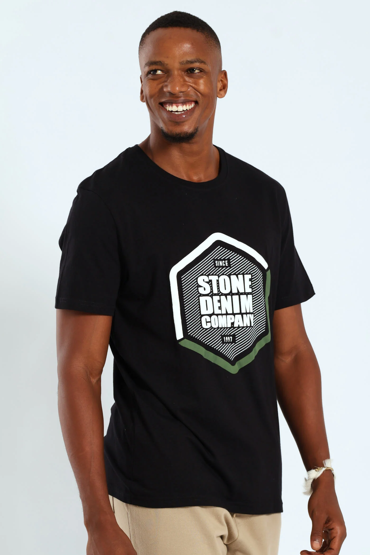 Denim Company Hexagon Puff Tee - Black - Image 4