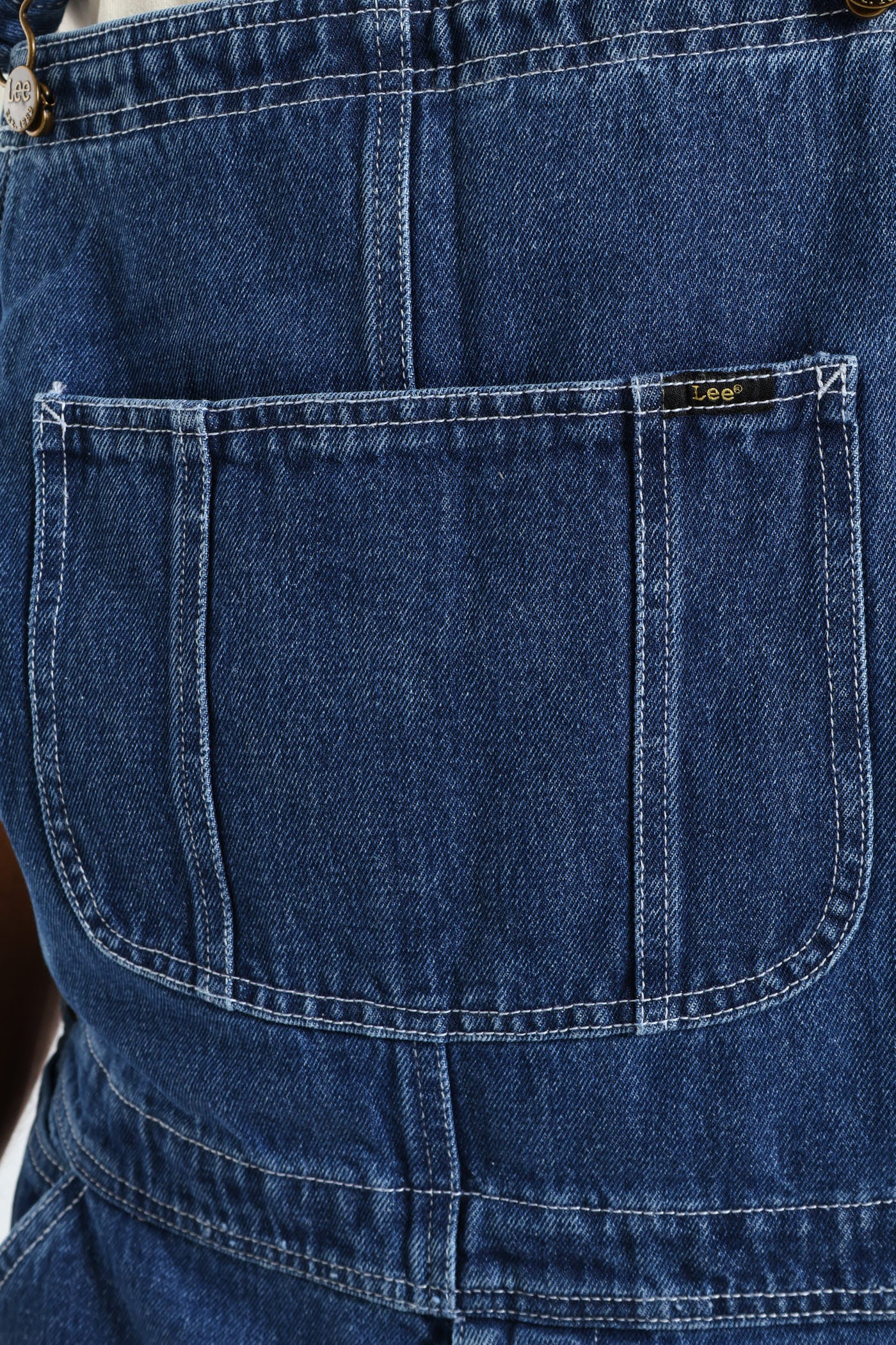 Regular Relaxed Straight Leg Denim  Dungaree - Med Wash - Image 5
