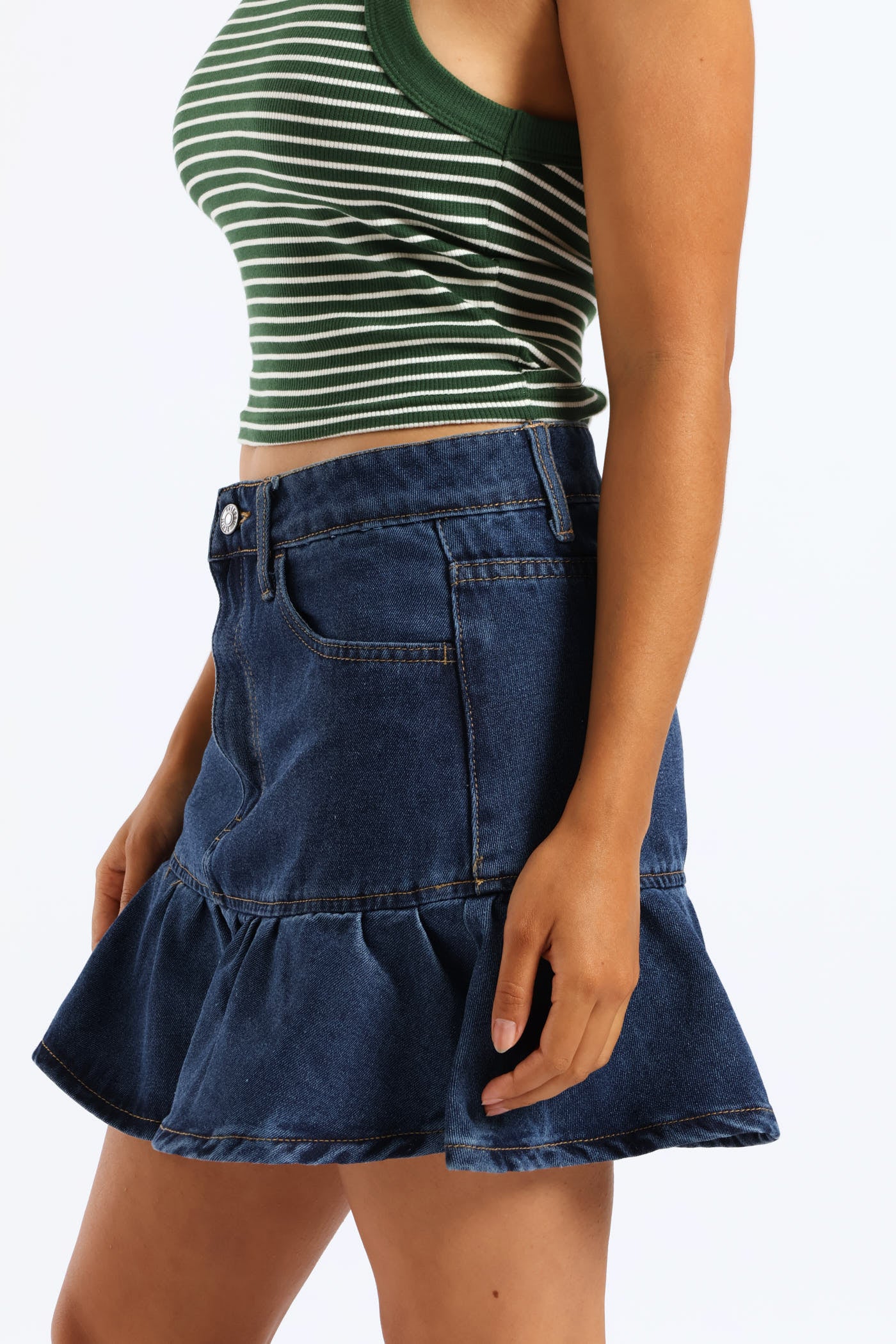 Denim Fit & Flare Mini Skirt - Ink - Image 3