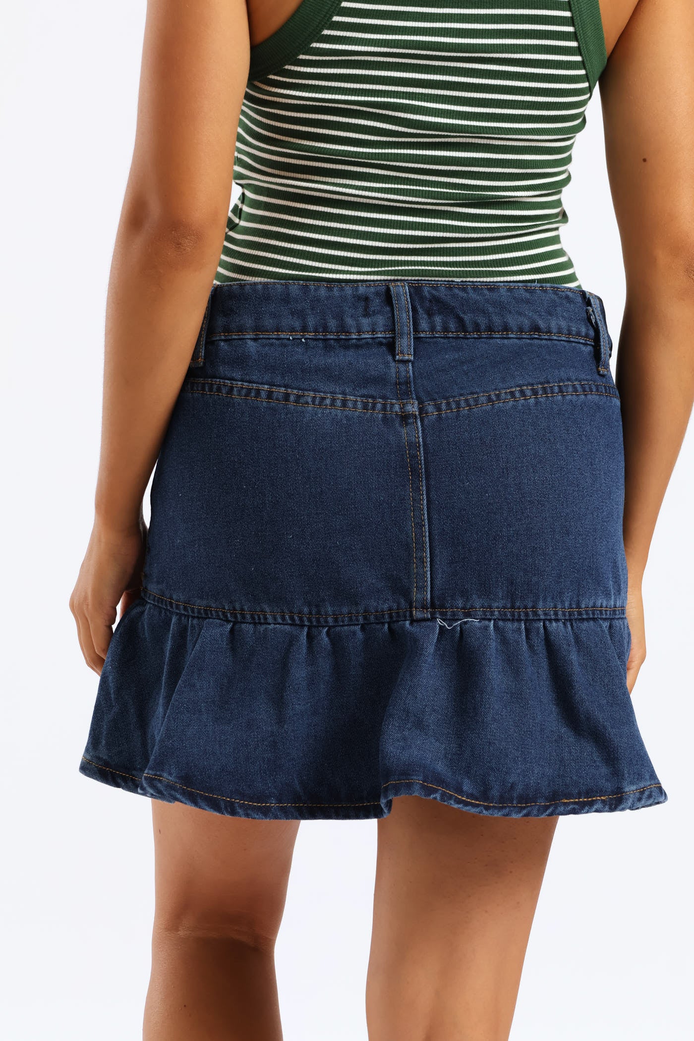 Denim Fit & Flare Mini Skirt - Ink - Image 4