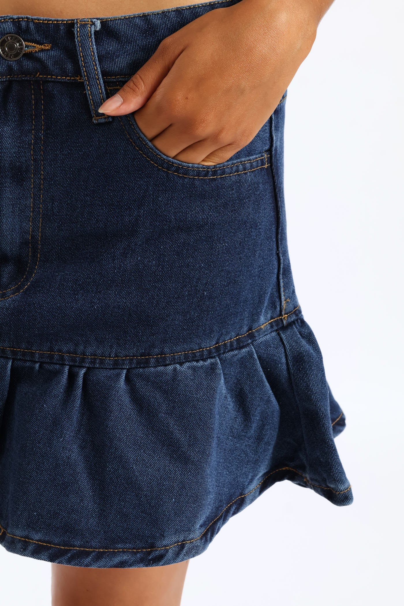Denim Fit & Flare Mini Skirt - Ink - Image 5