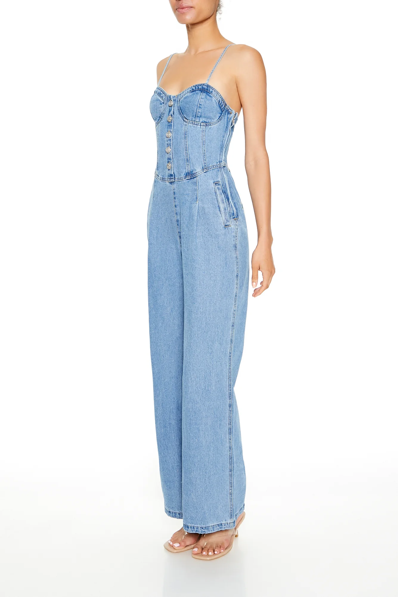 Denim Jumpsuit - Light Blue - Image 3