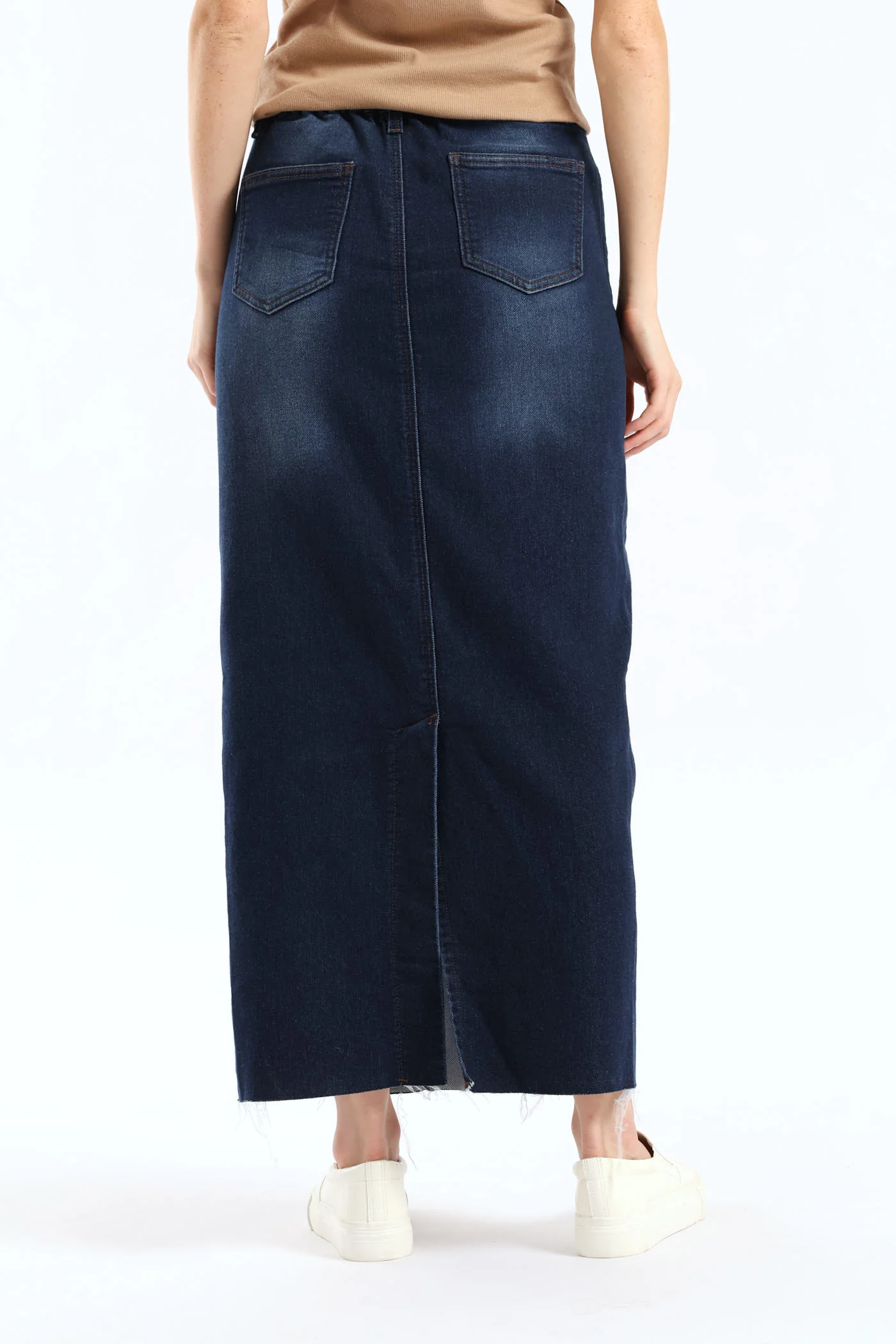 Denim Knit Maxi Skirt - Dark Wash - Image 5