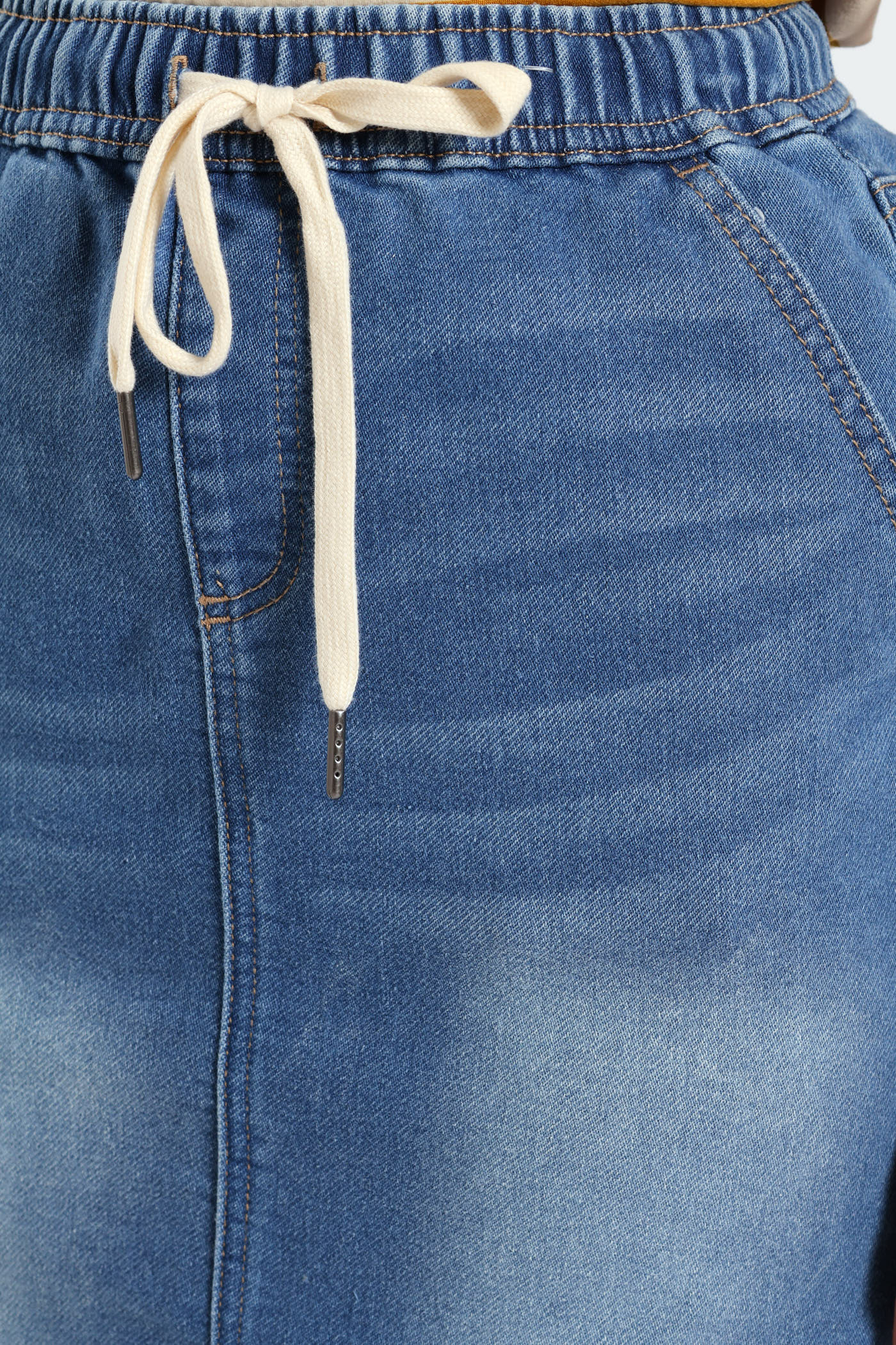 Denim Knit Pencil Skirt - Light Wash - Image 7