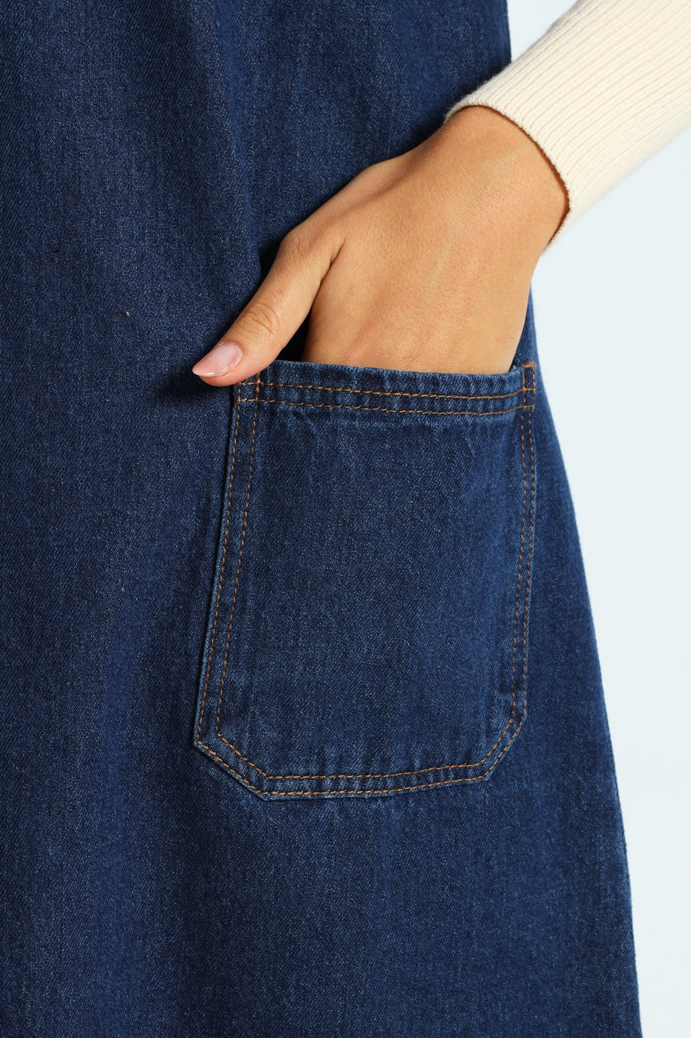 Mini Pinafore Dress - Dark Wash - Image 5