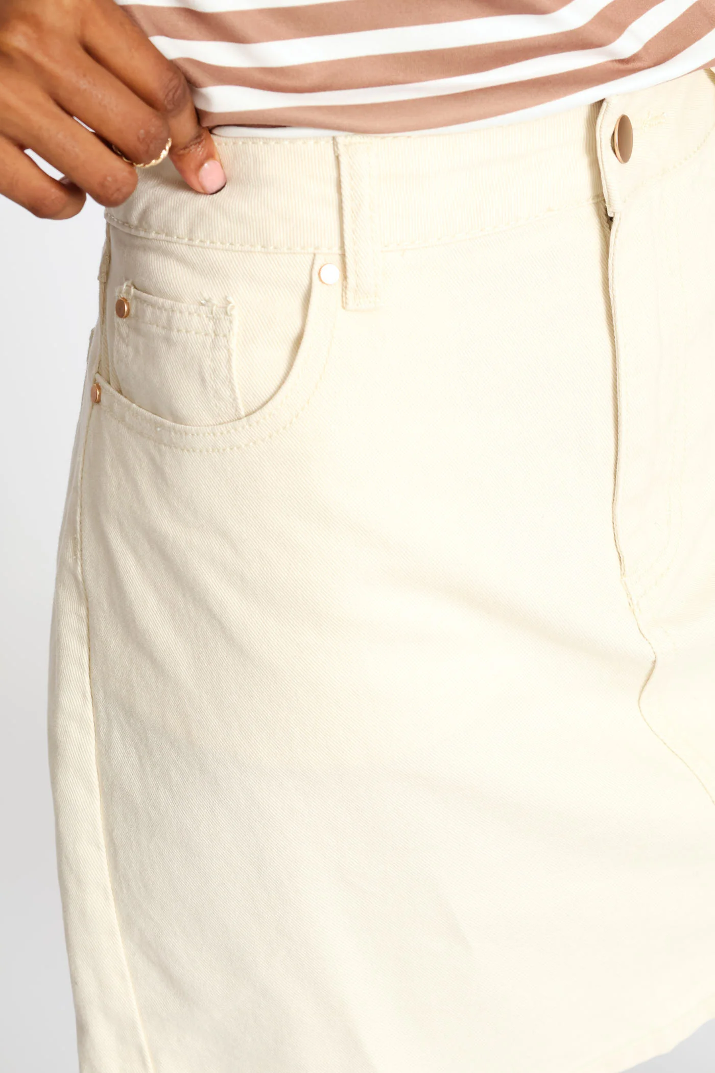Denim Mini Skirt - Ecru - Image 2